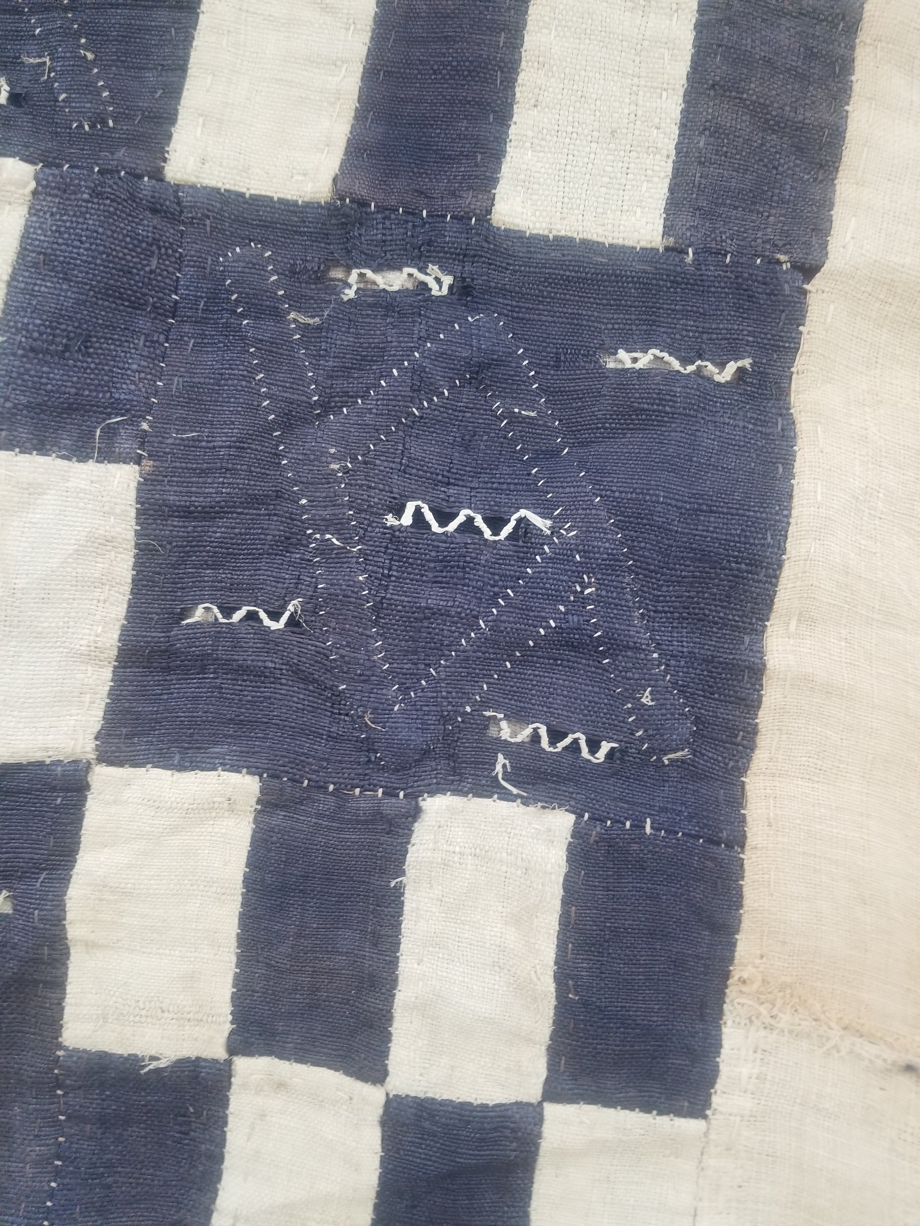 Vintage African Kuba Cloth Raffia Textile Runner 366x63cm