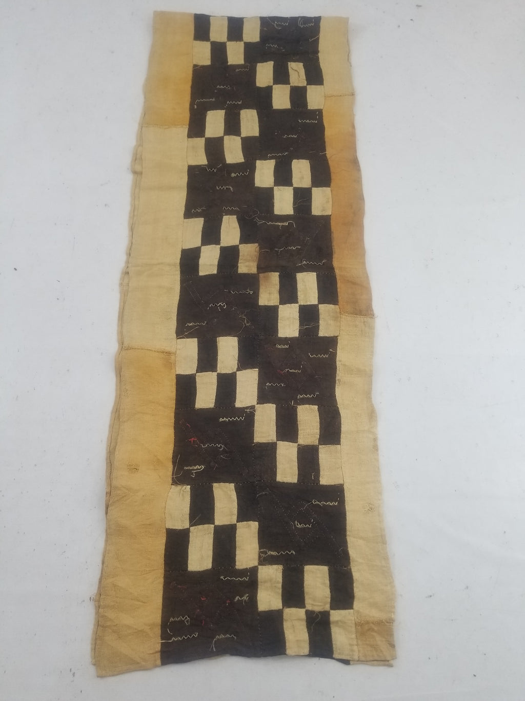 Vintage African Kuba Cloth Raffia Textile Runner 366x63cm