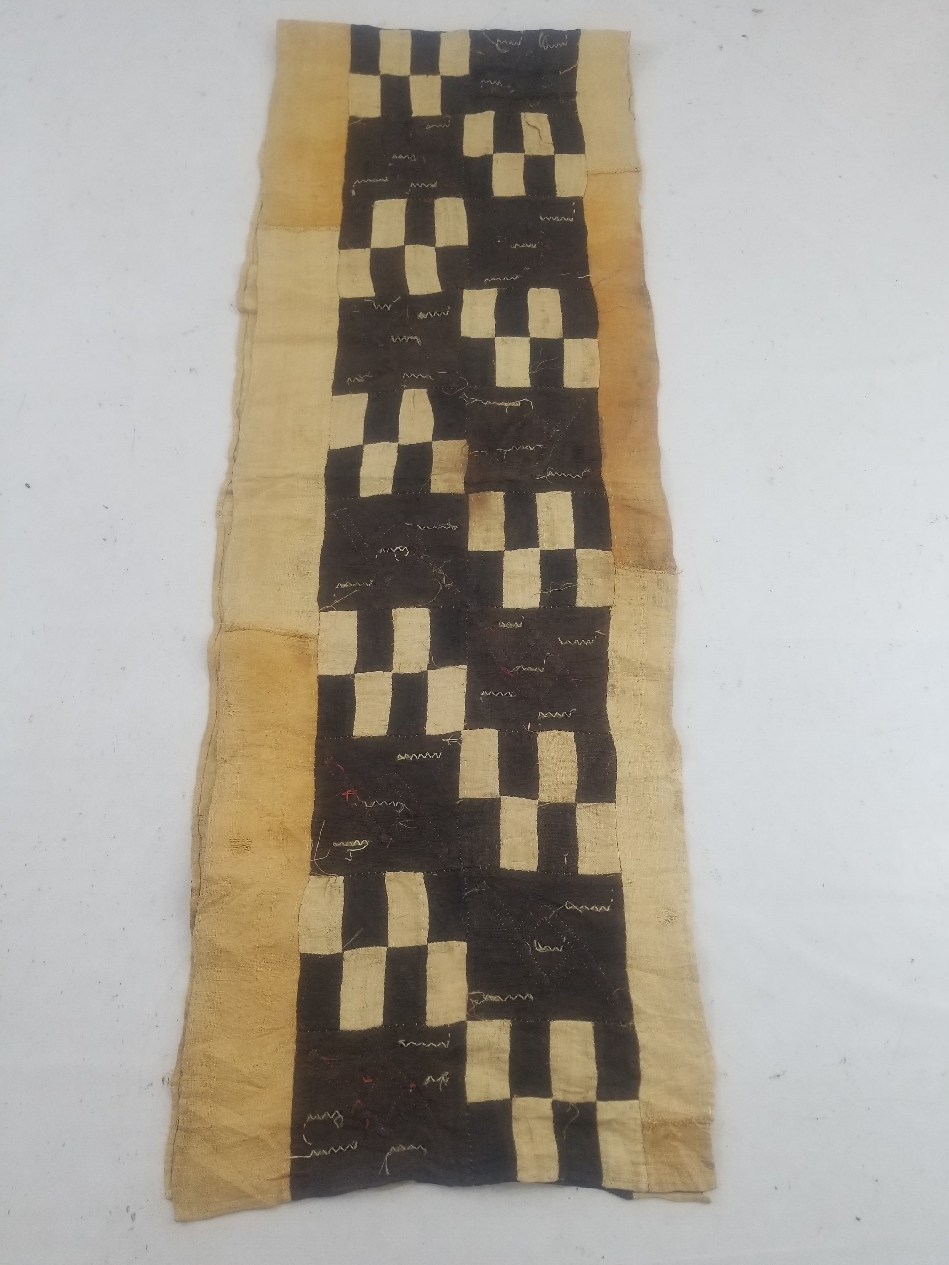 Vintage African Kuba Cloth Raffia Textile Runner 366x63cm