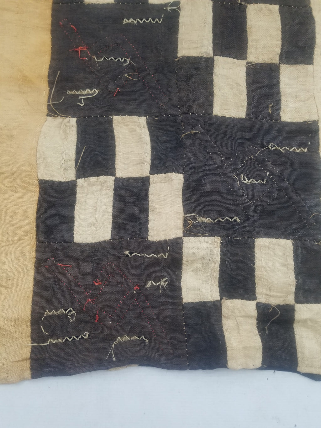 Vintage African Kuba Cloth Raffia Textile Runner 366x63cm