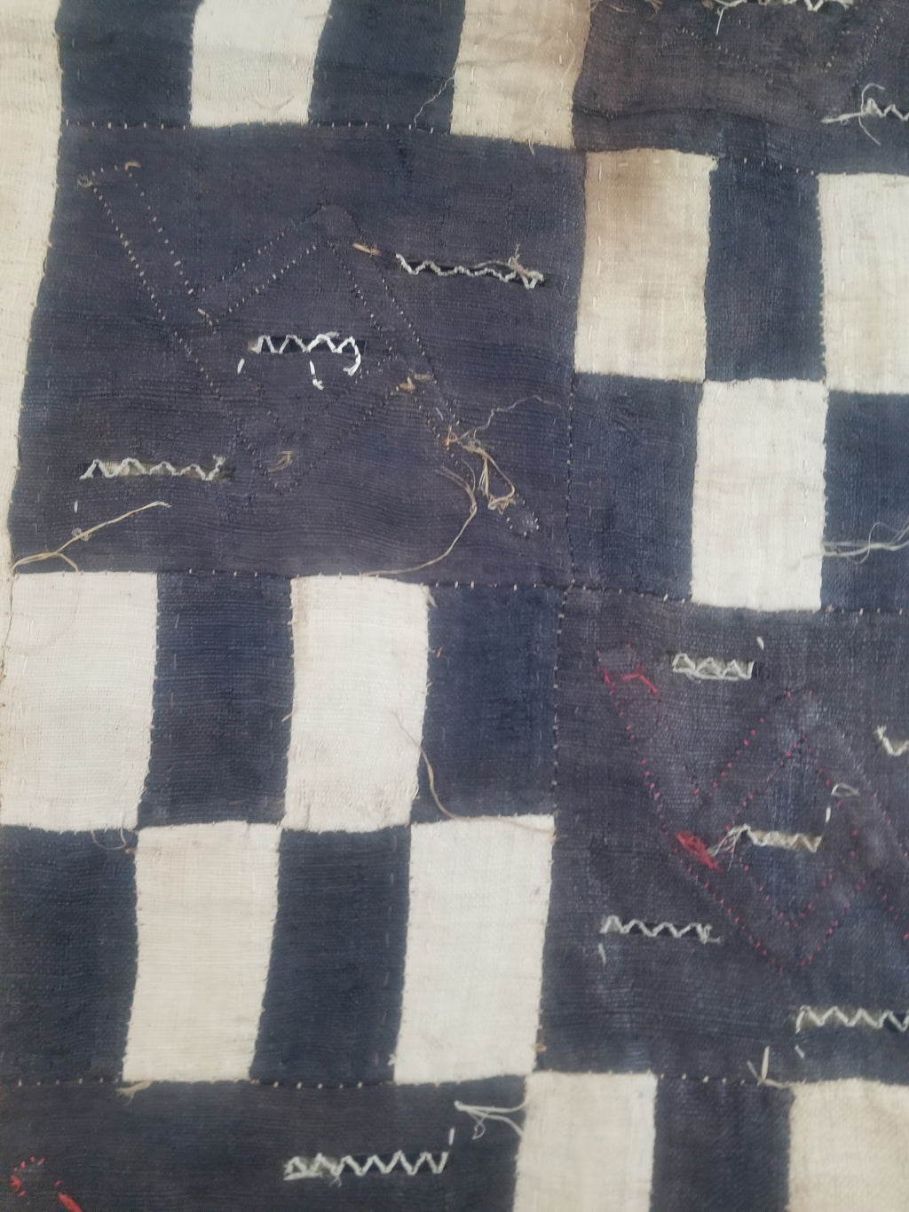 Vintage African Kuba Cloth Raffia Textile Runner 366x63cm