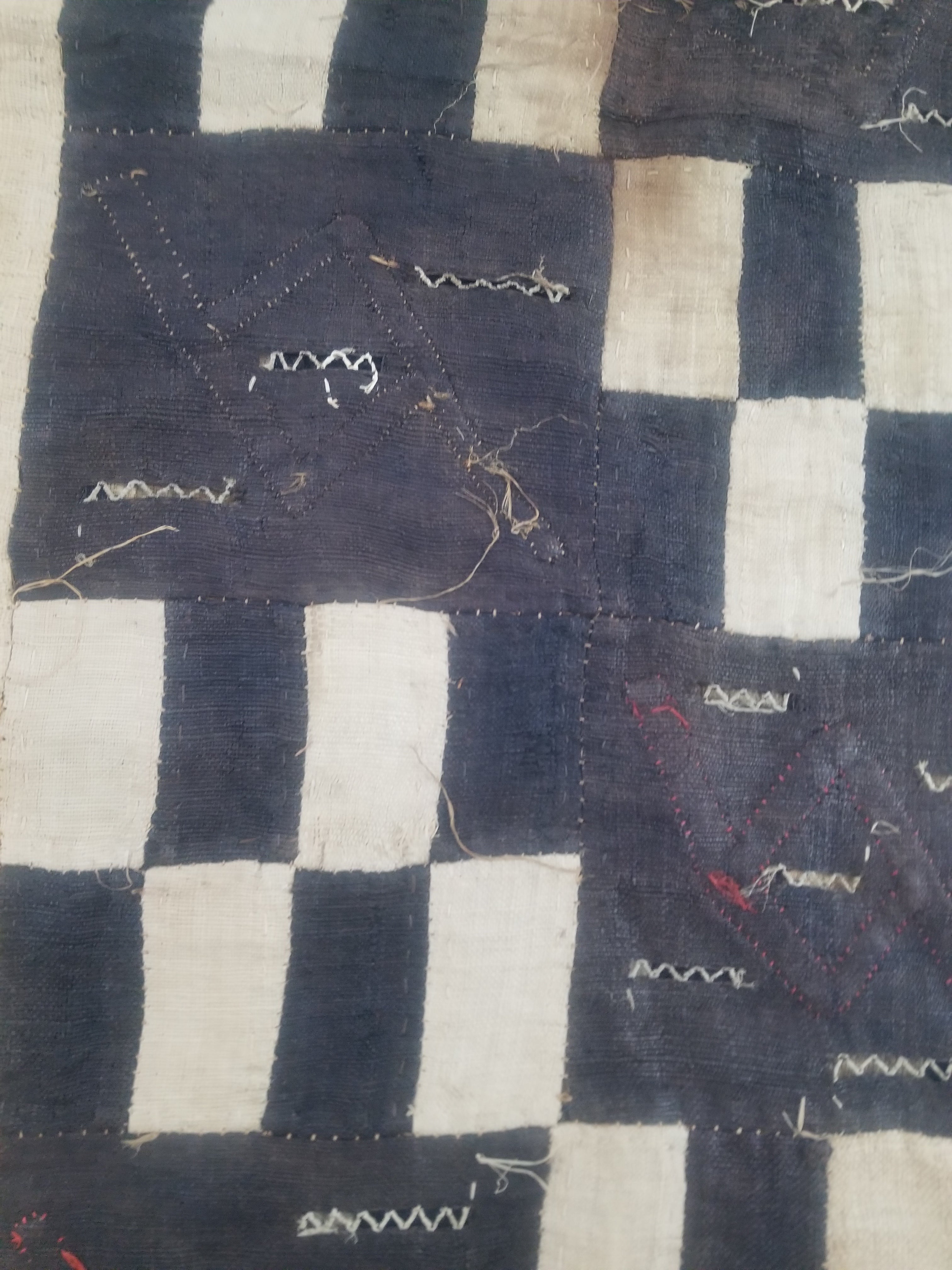 Vintage African Kuba Cloth Raffia Textile Runner 366x63cm