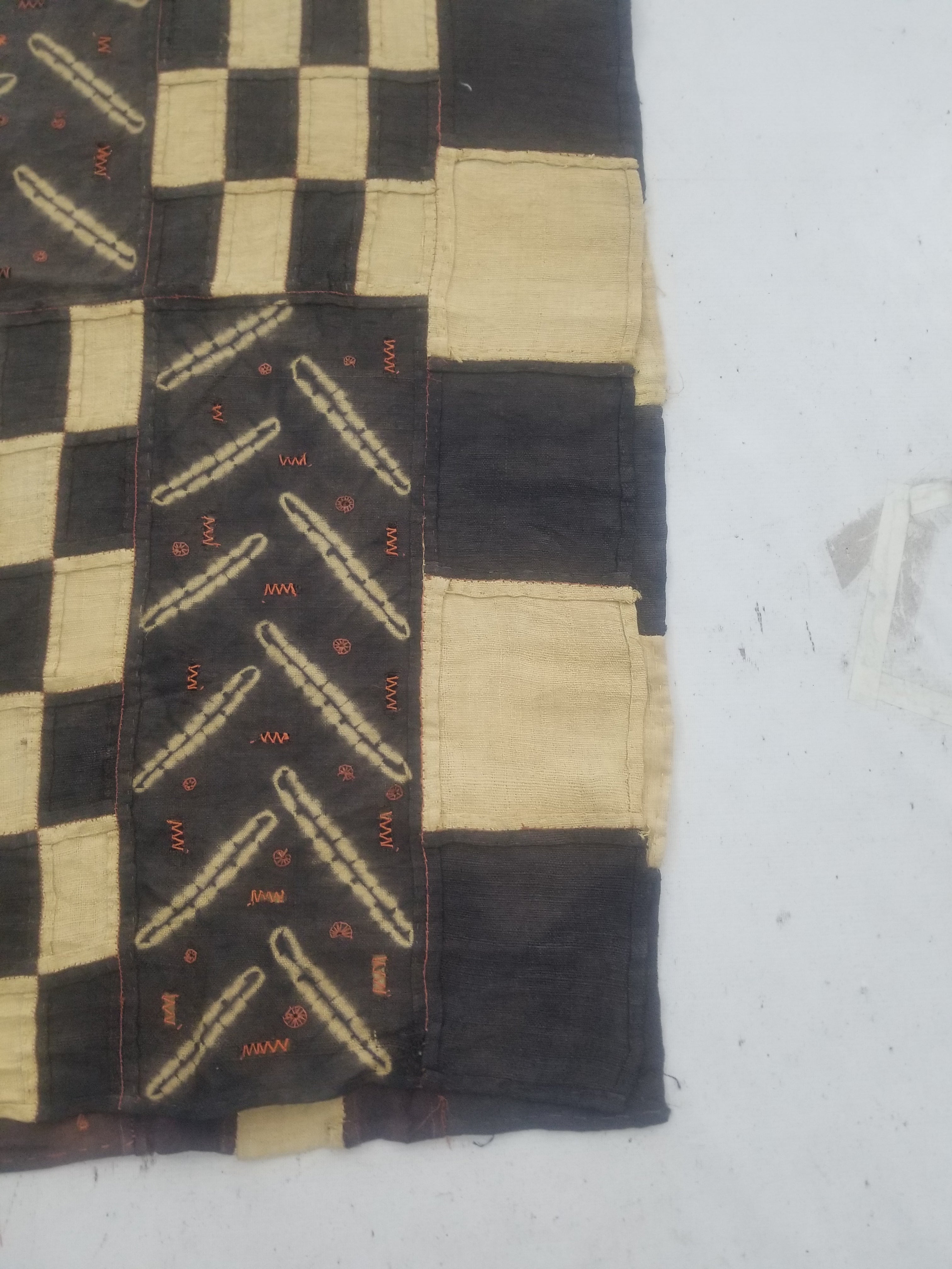 Vintage African Kuba Cloth Natural Woven Raffia Textile Runner 440x62cm