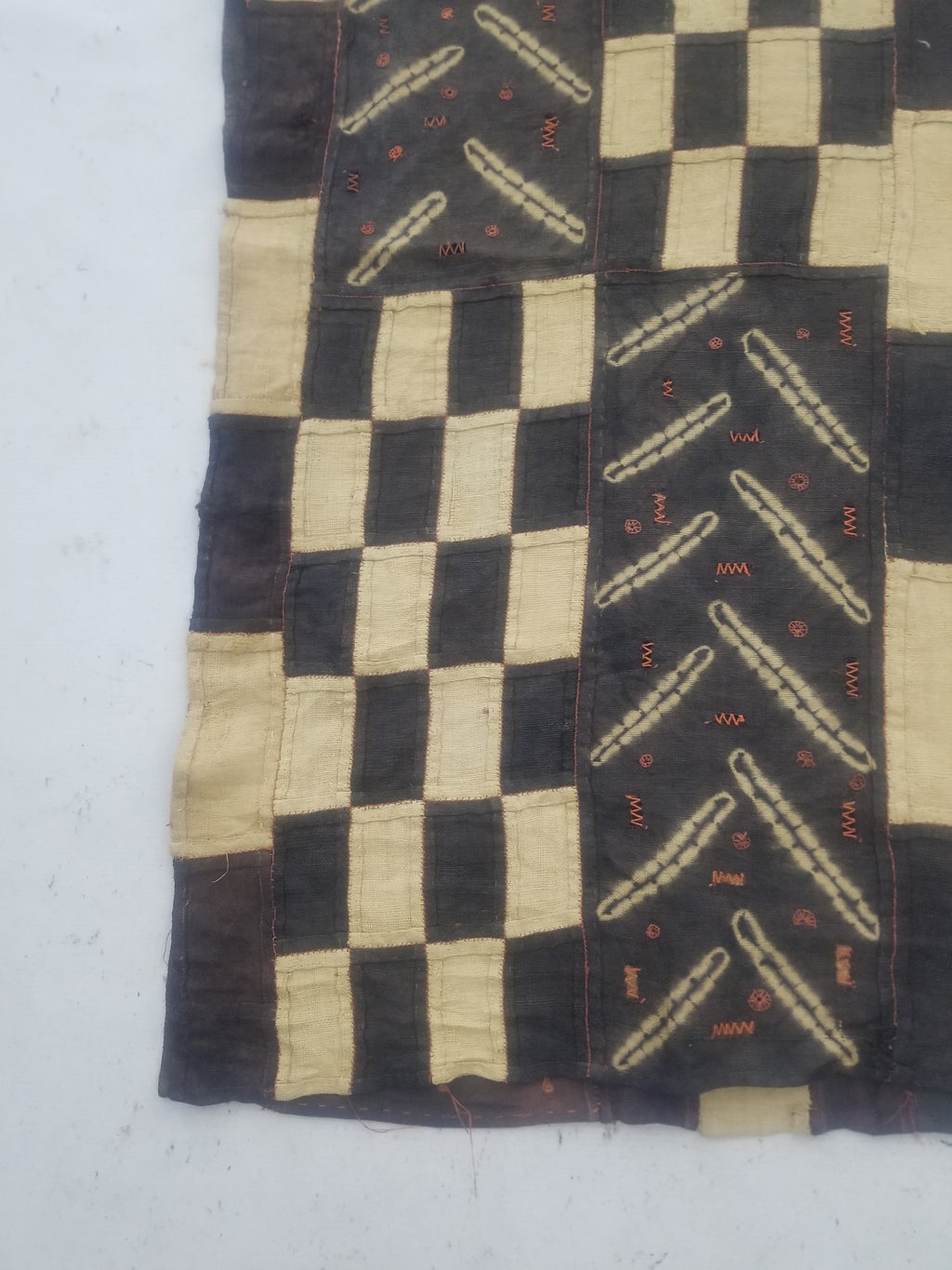 Vintage African Kuba Cloth Natural Woven Raffia Textile Runner 440x62cm