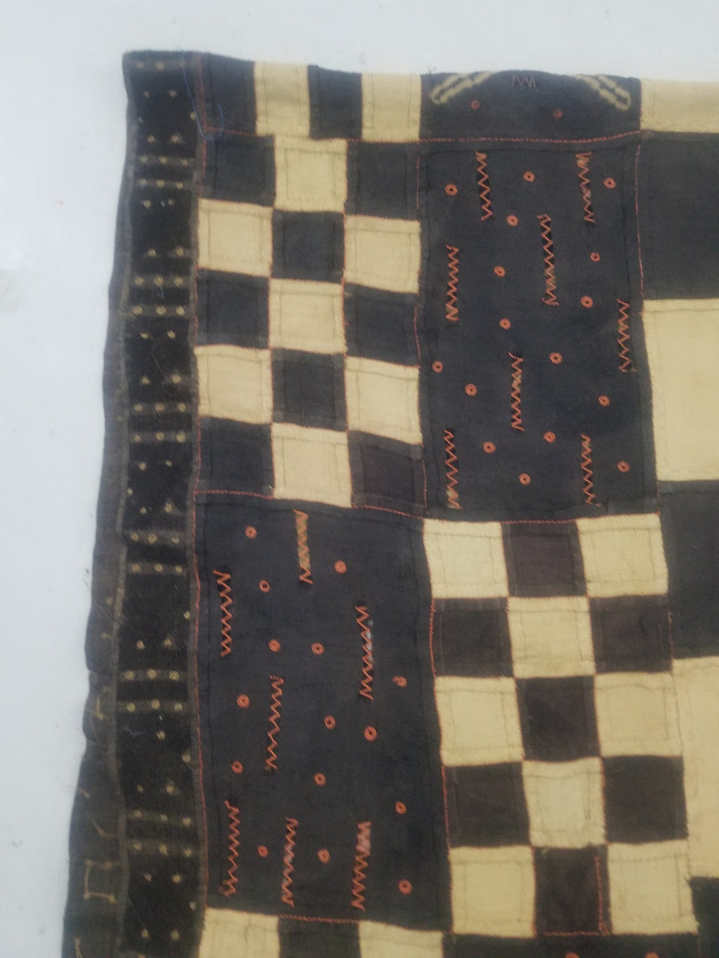 Vintage African Kuba Cloth Natural Woven Raffia Textile Runner 440x62cm
