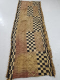 Vintage African Kuba Cloth Natural Woven Raffia Textile Runner 520x78cm