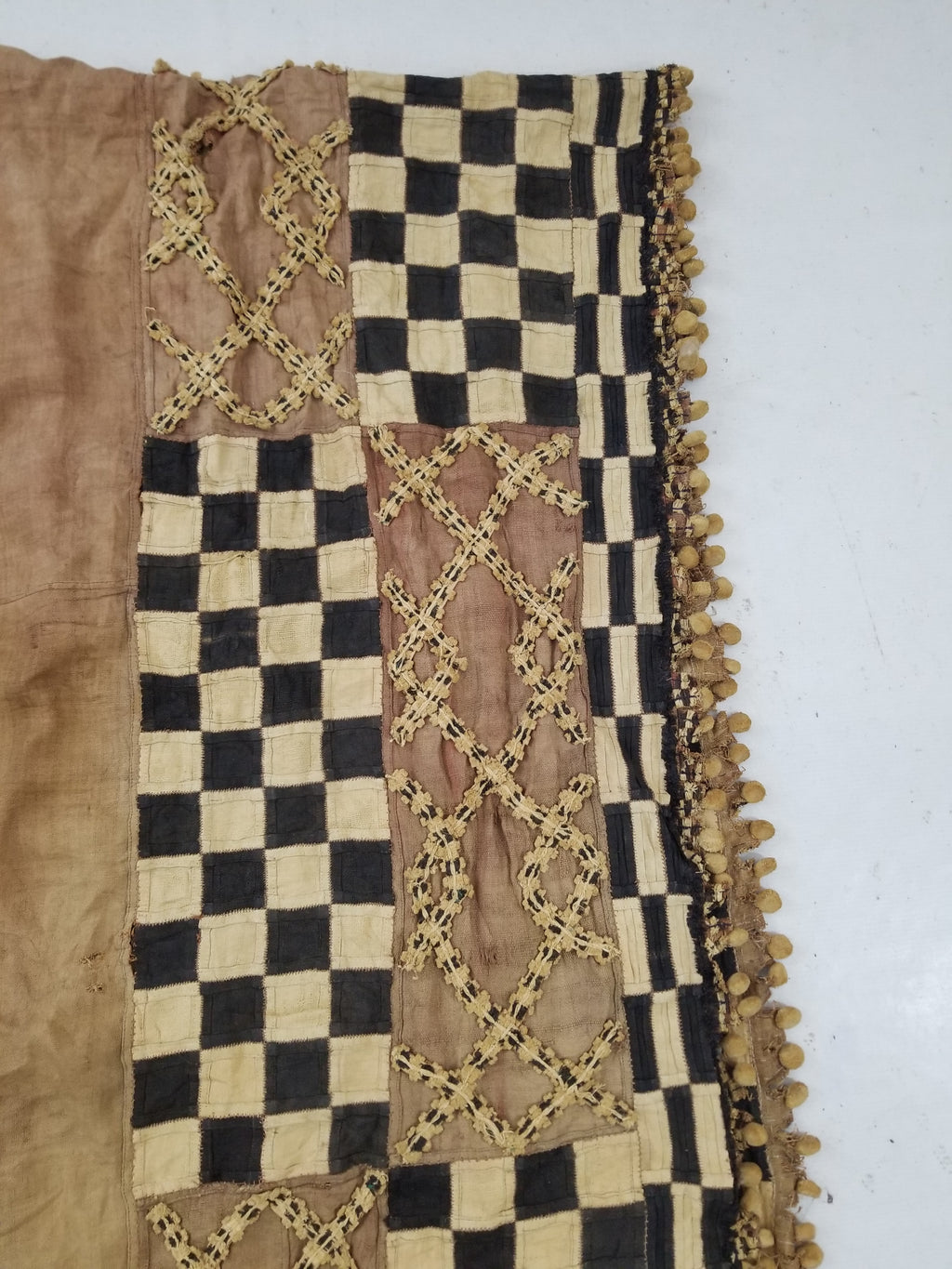 Vintage African Kuba Cloth Natural Woven Raffia Textile Runner 520x78cm