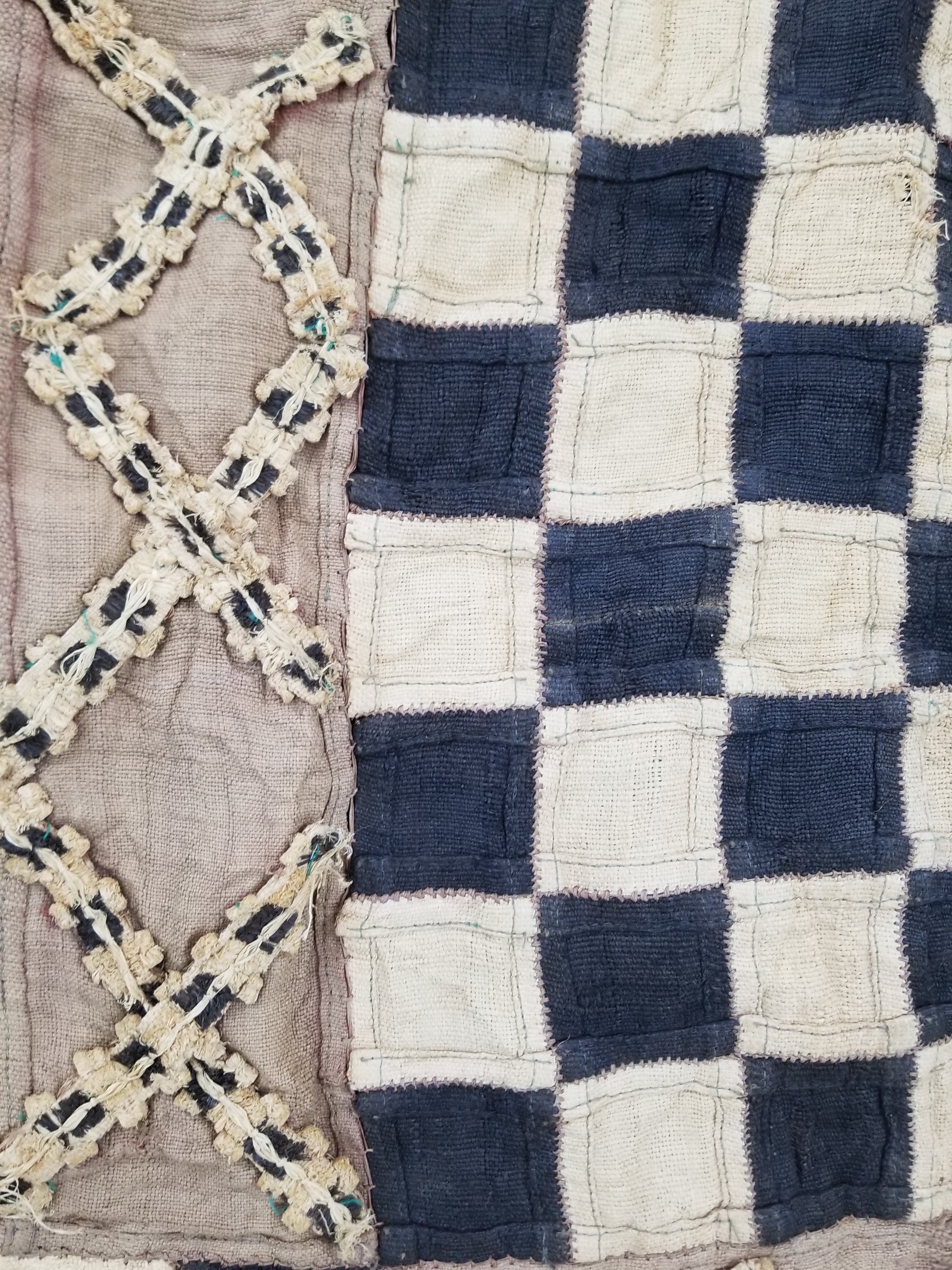Vintage African Kuba Cloth Natural Woven Raffia Textile Runner 520x78cm