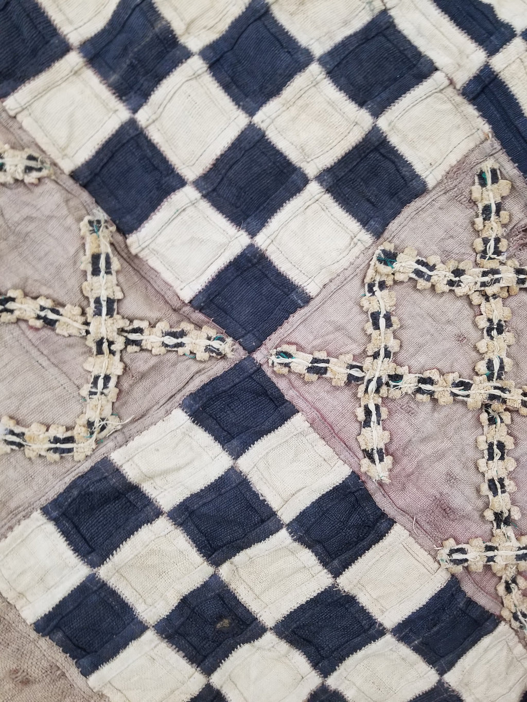 Vintage African Kuba Cloth Natural Woven Raffia Textile Runner 520x78cm