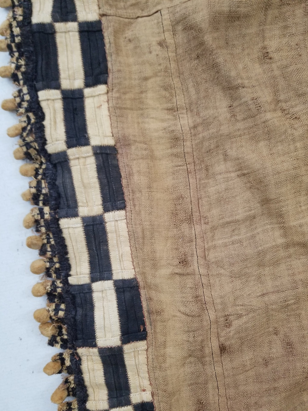 Vintage African Kuba Cloth Natural Woven Raffia Textile Runner 520x78cm