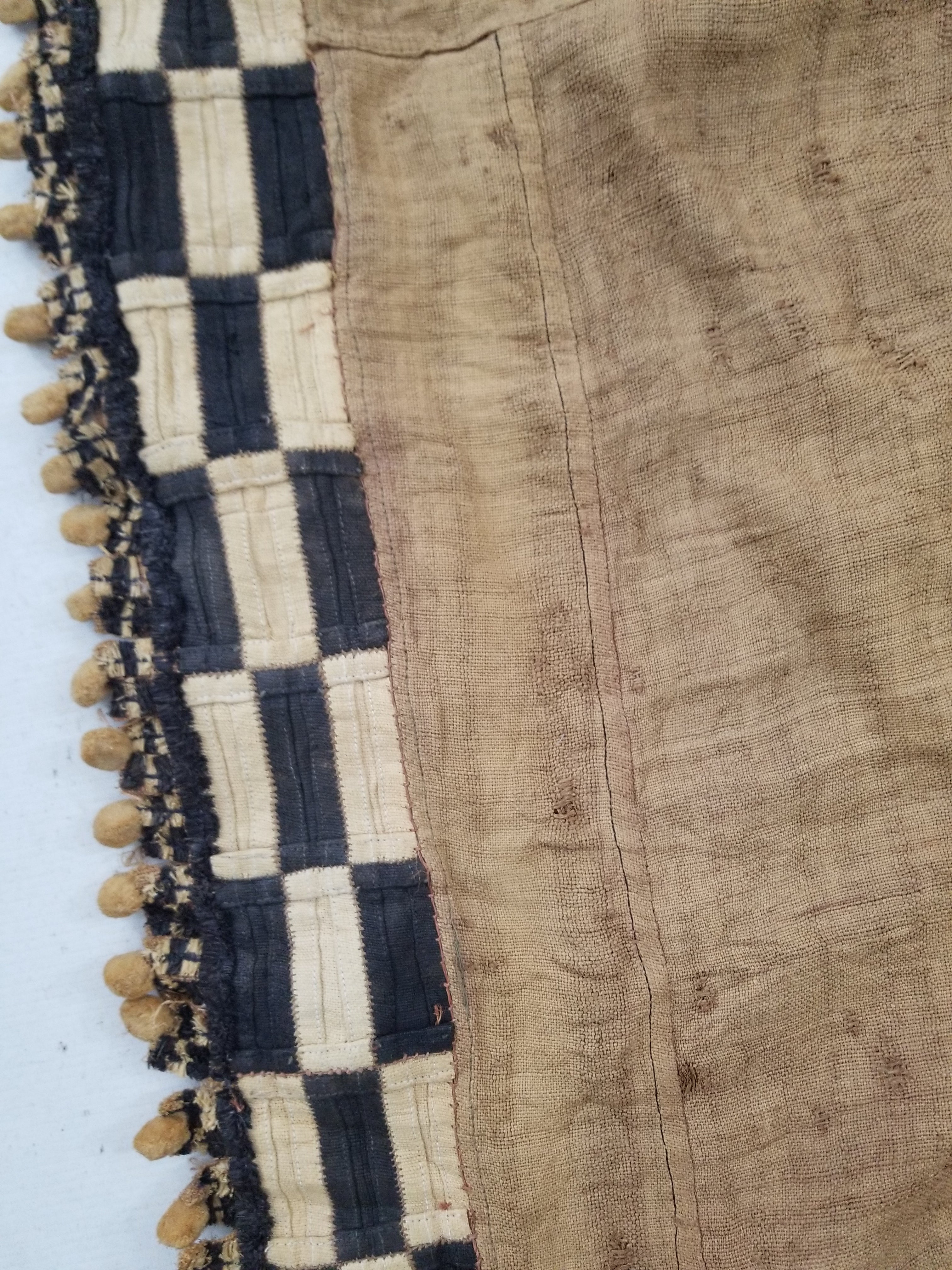 Vintage African Kuba Cloth Natural Woven Raffia Textile Runner 520x78cm