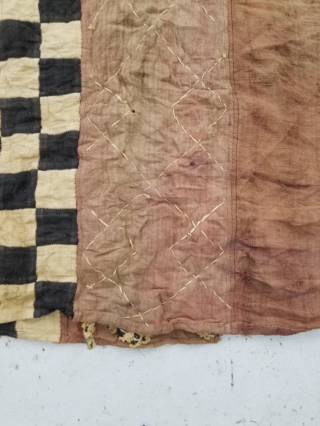 Vintage African Kuba Cloth Natural Woven Raffia Textile Runner 520x78cm