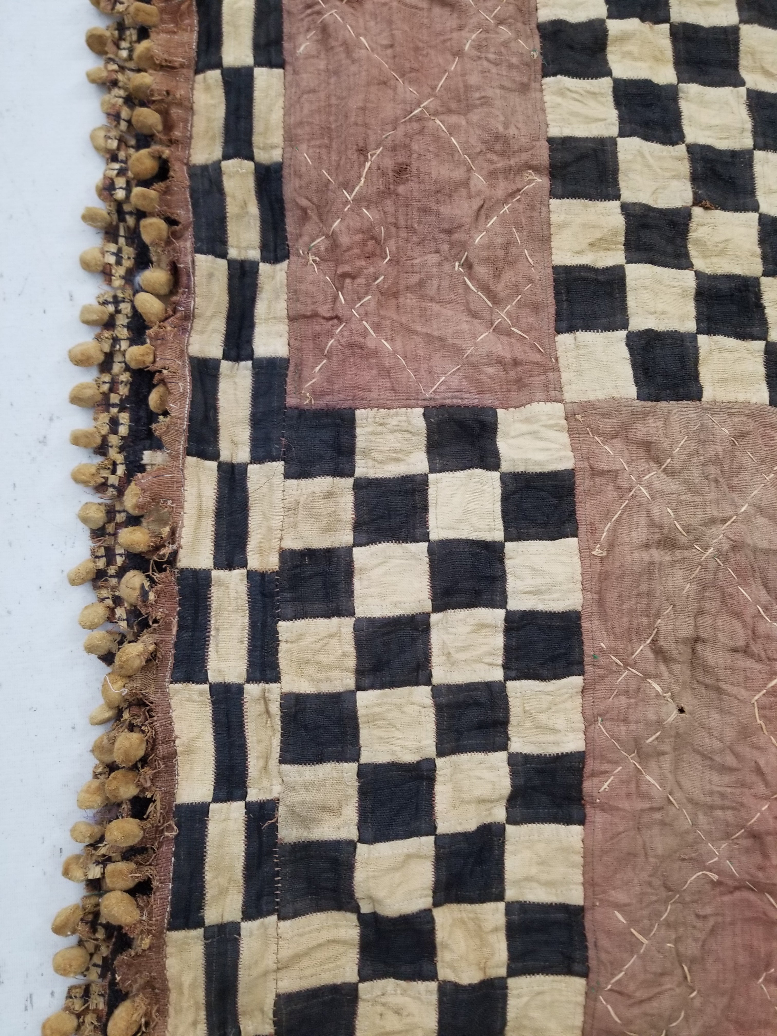 Vintage African Kuba Cloth Natural Woven Raffia Textile Runner 520x78cm