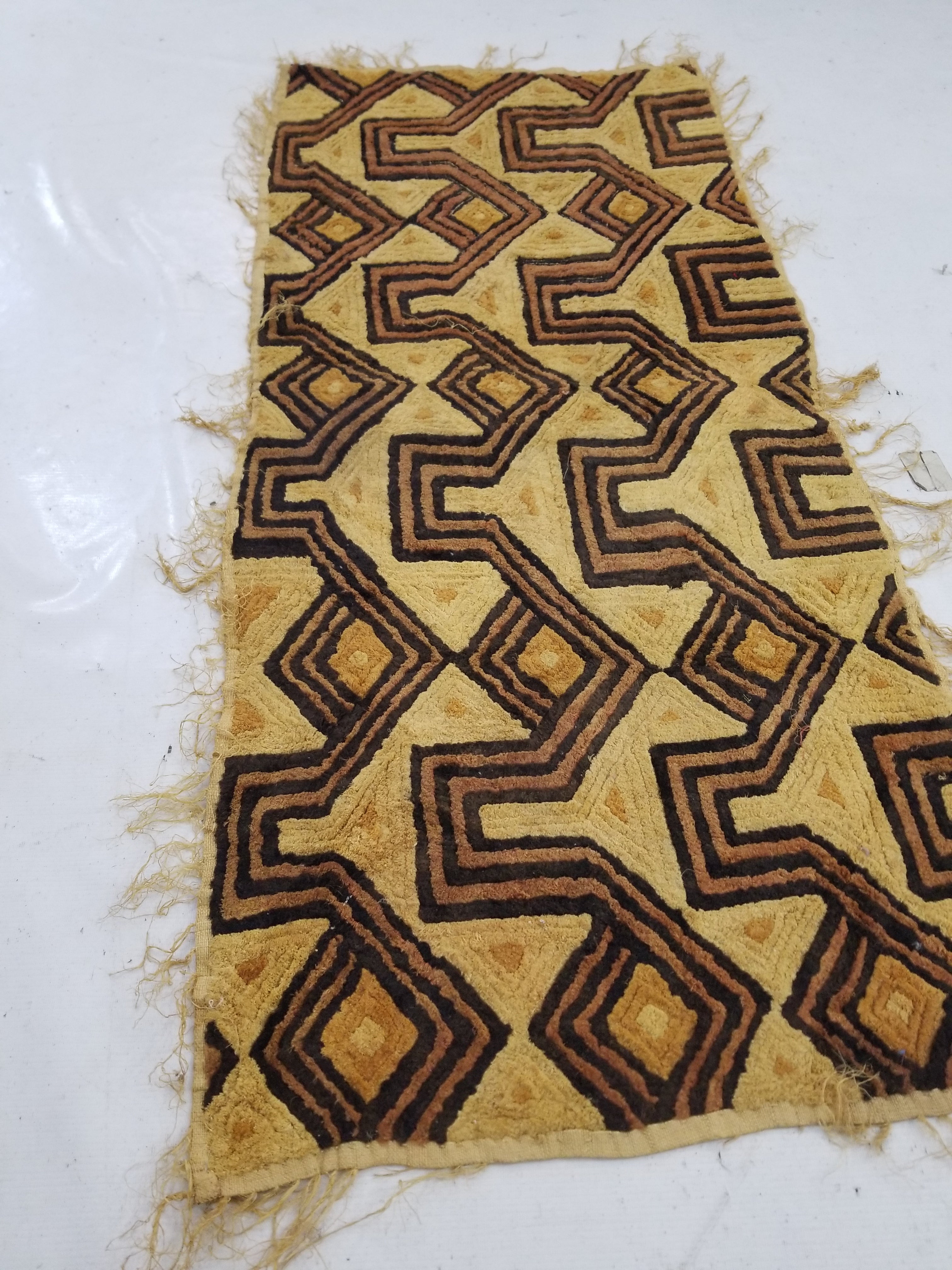 Antique Tribal African Kuba Cloth Velvet Embroidered Raffia Textile 140x58cm