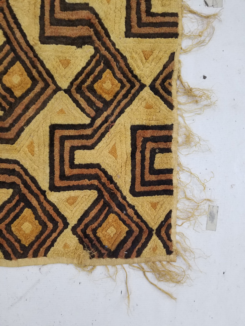 Antique Tribal African Kuba Cloth Velvet Embroidered Raffia Textile 140x58cm