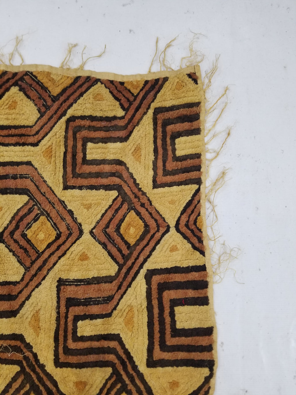 Antique Tribal African Kuba Cloth Velvet Embroidered Raffia Textile 140x58cm