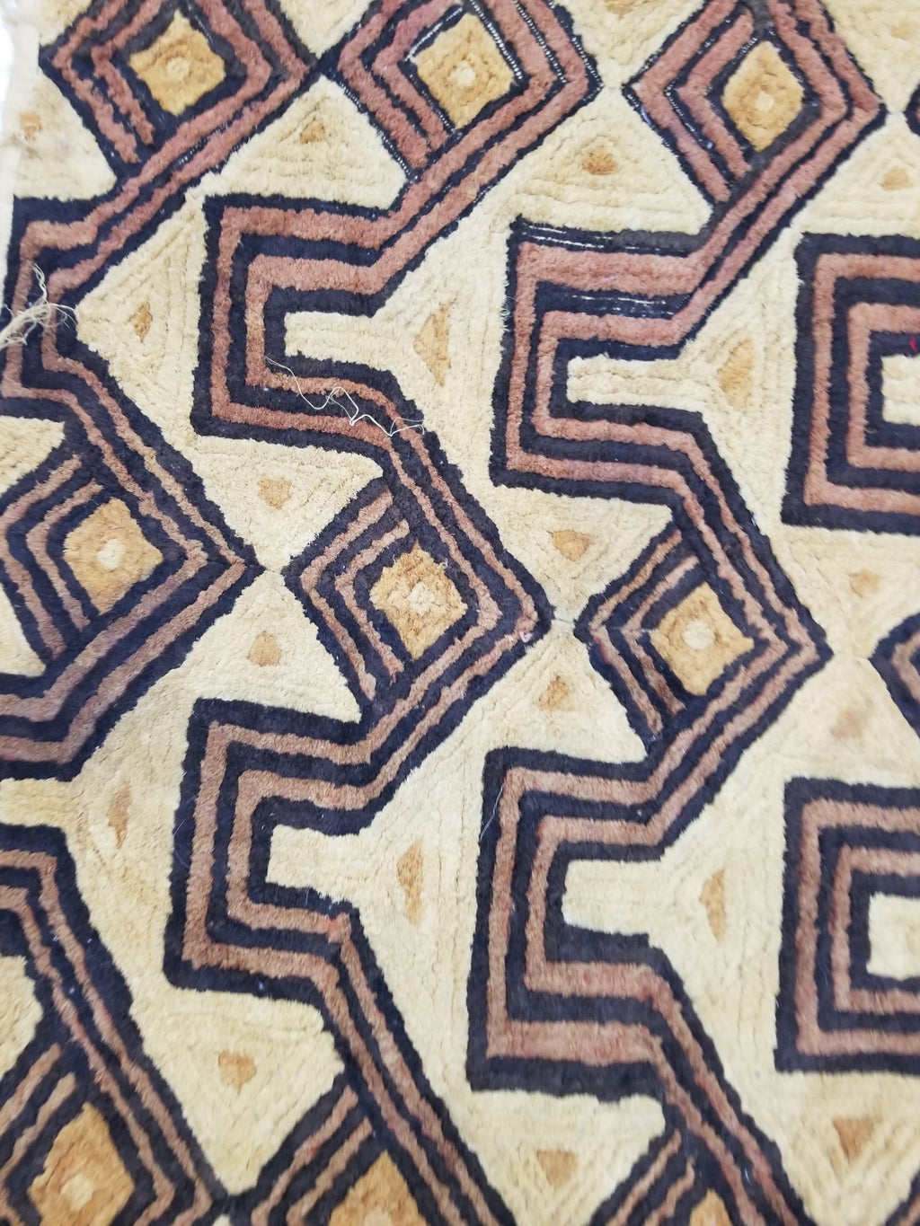 Antique Tribal African Kuba Cloth Velvet Embroidered Raffia Textile 140x58cm