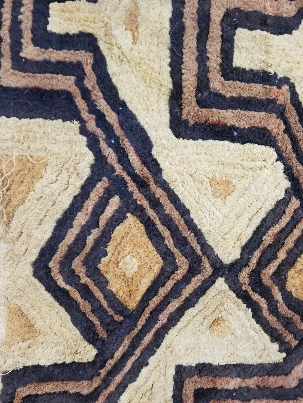 Antique Tribal African Kuba Cloth Velvet Embroidered Raffia Textile 140x58cm