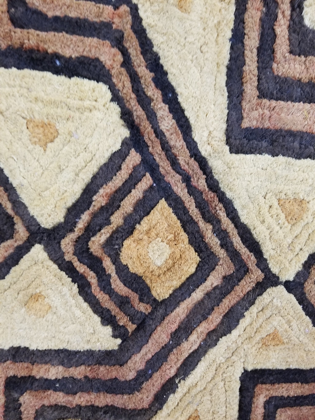 Antique Tribal African Kuba Cloth Velvet Embroidered Raffia Textile 140x58cm