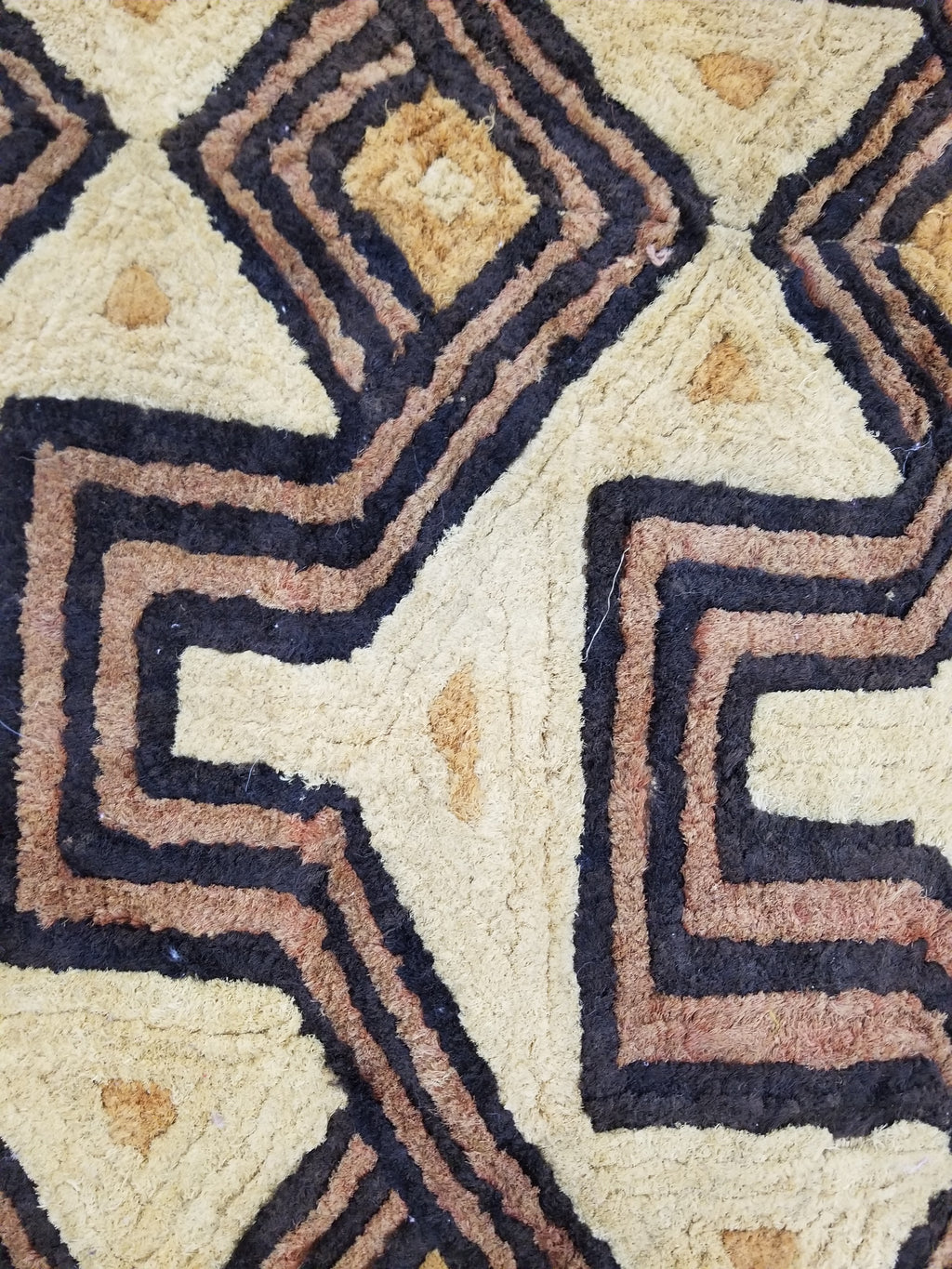 Antique Tribal African Kuba Cloth Velvet Embroidered Raffia Textile 140x58cm