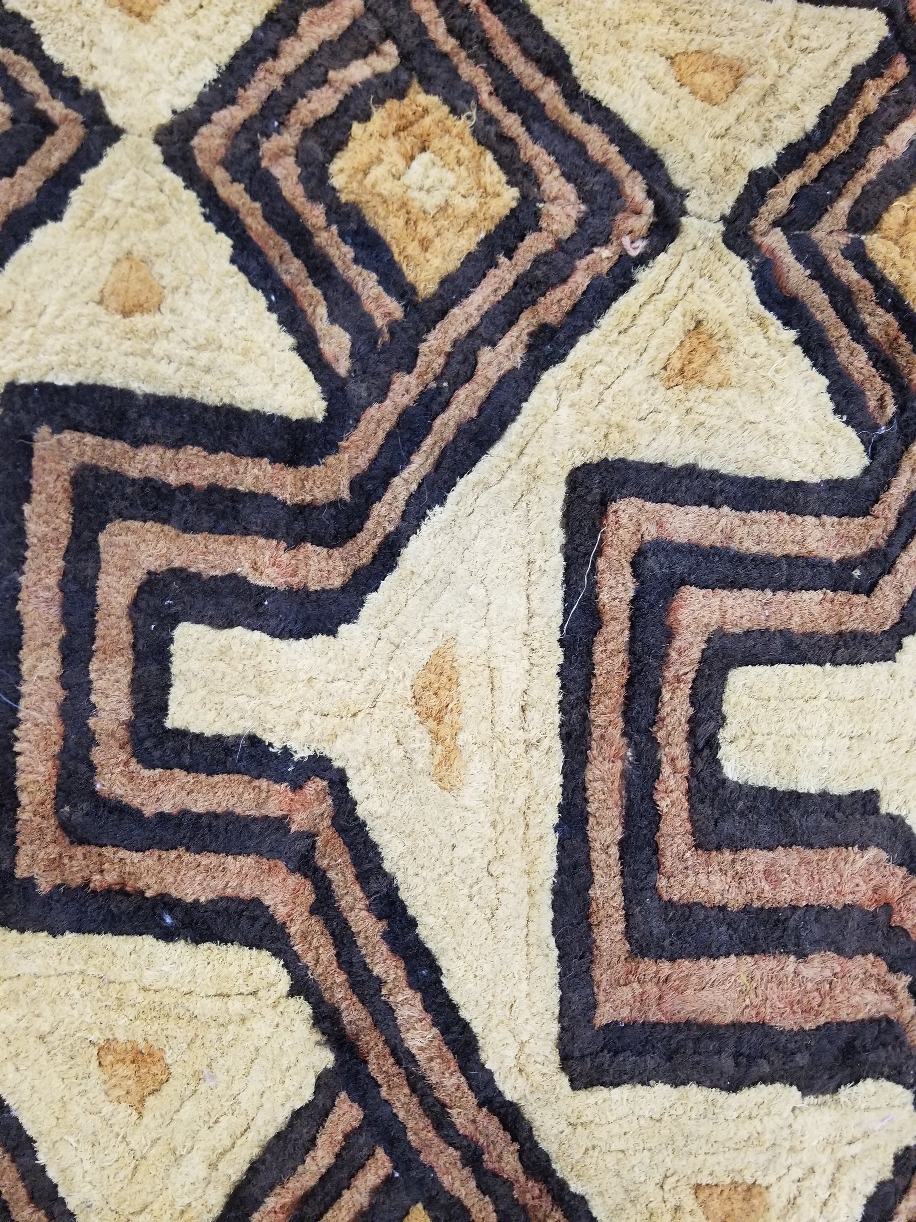 Antique Tribal African Kuba Cloth Velvet Embroidered Raffia Textile 140x58cm