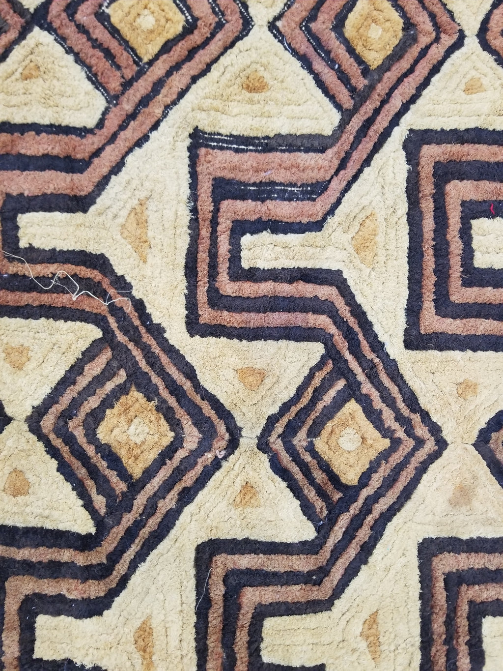 Antique Tribal African Kuba Cloth Velvet Embroidered Raffia Textile 140x58cm