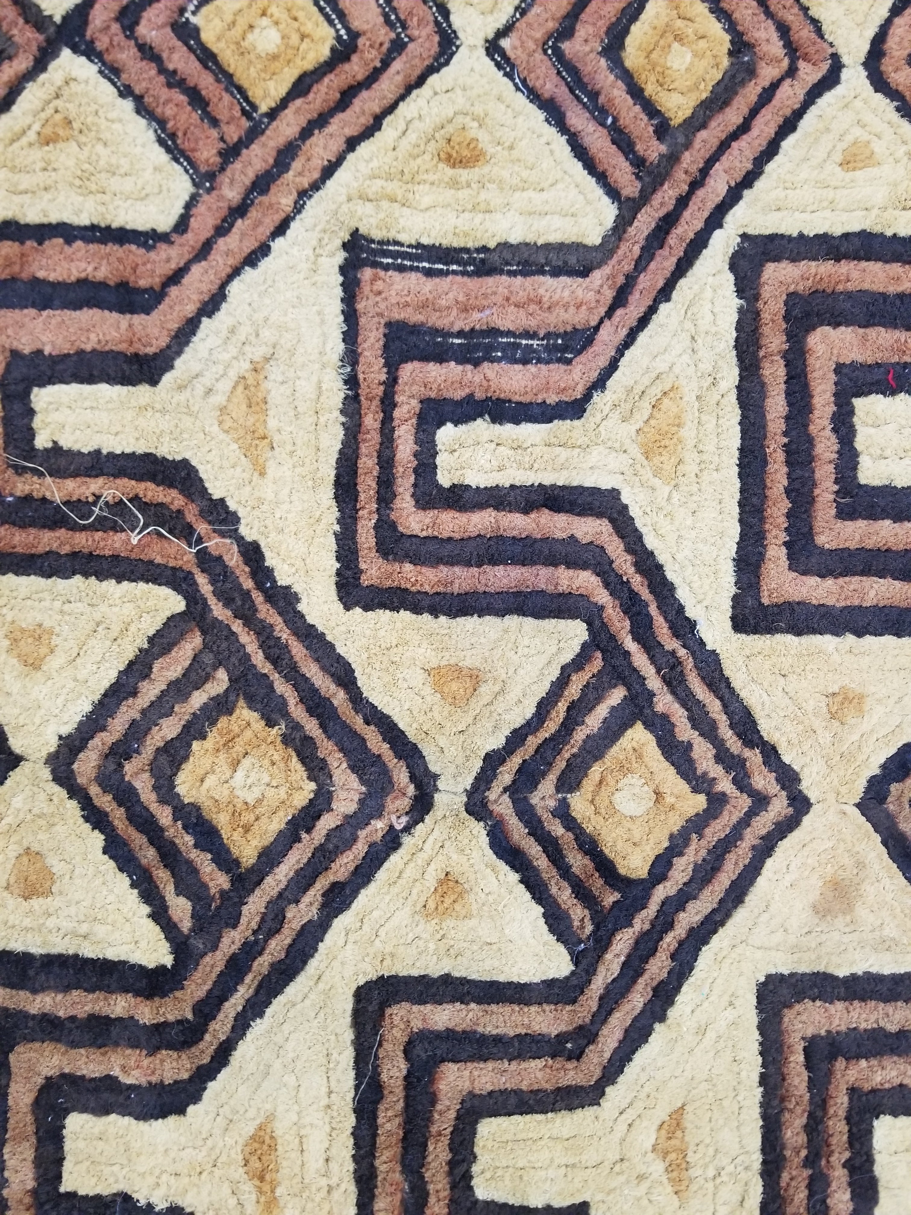 Antique Tribal African Kuba Cloth Velvet Embroidered Raffia Textile 140x58cm