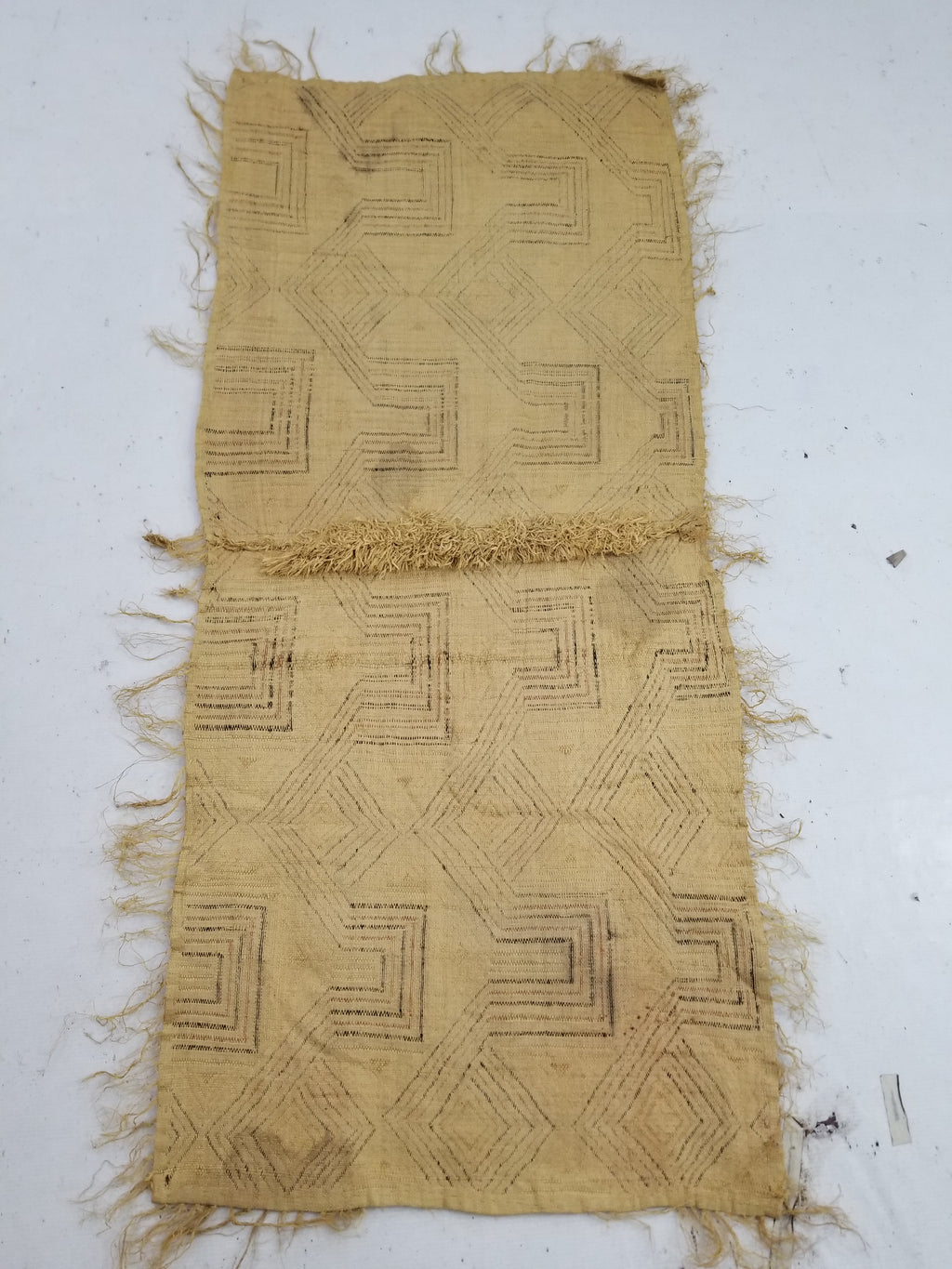 Antique Tribal African Kuba Cloth Velvet Embroidered Raffia Textile 140x58cm