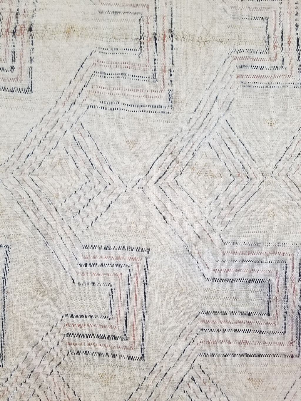 Antique Tribal African Kuba Cloth Velvet Embroidered Raffia Textile 140x58cm