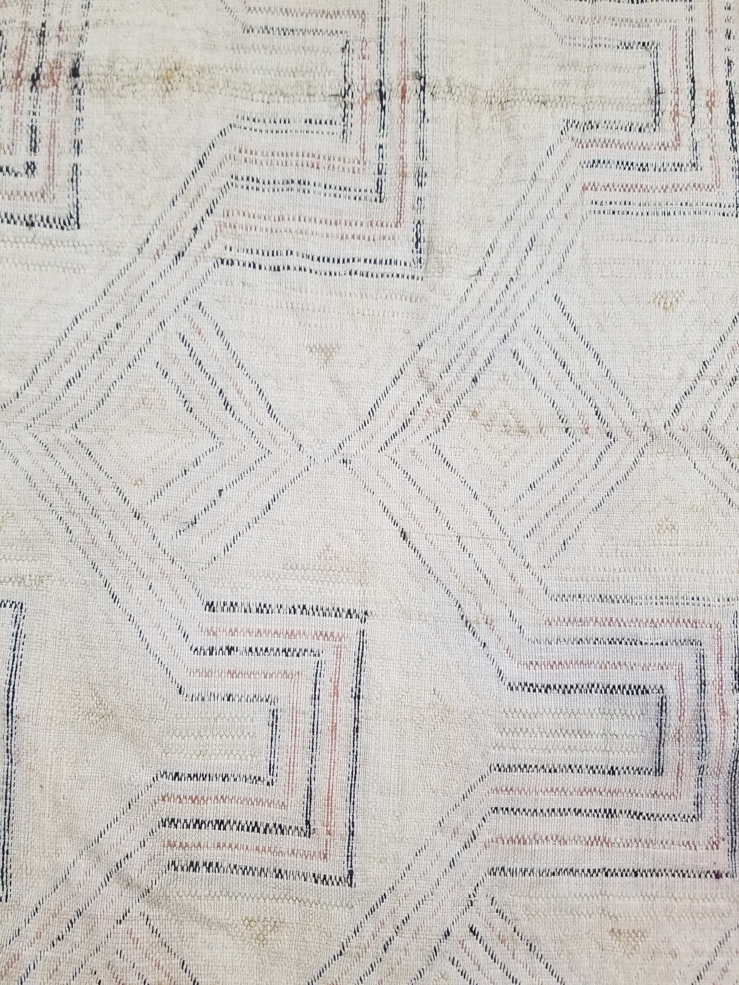 Antique Tribal African Kuba Cloth Velvet Embroidered Raffia Textile 140x58cm