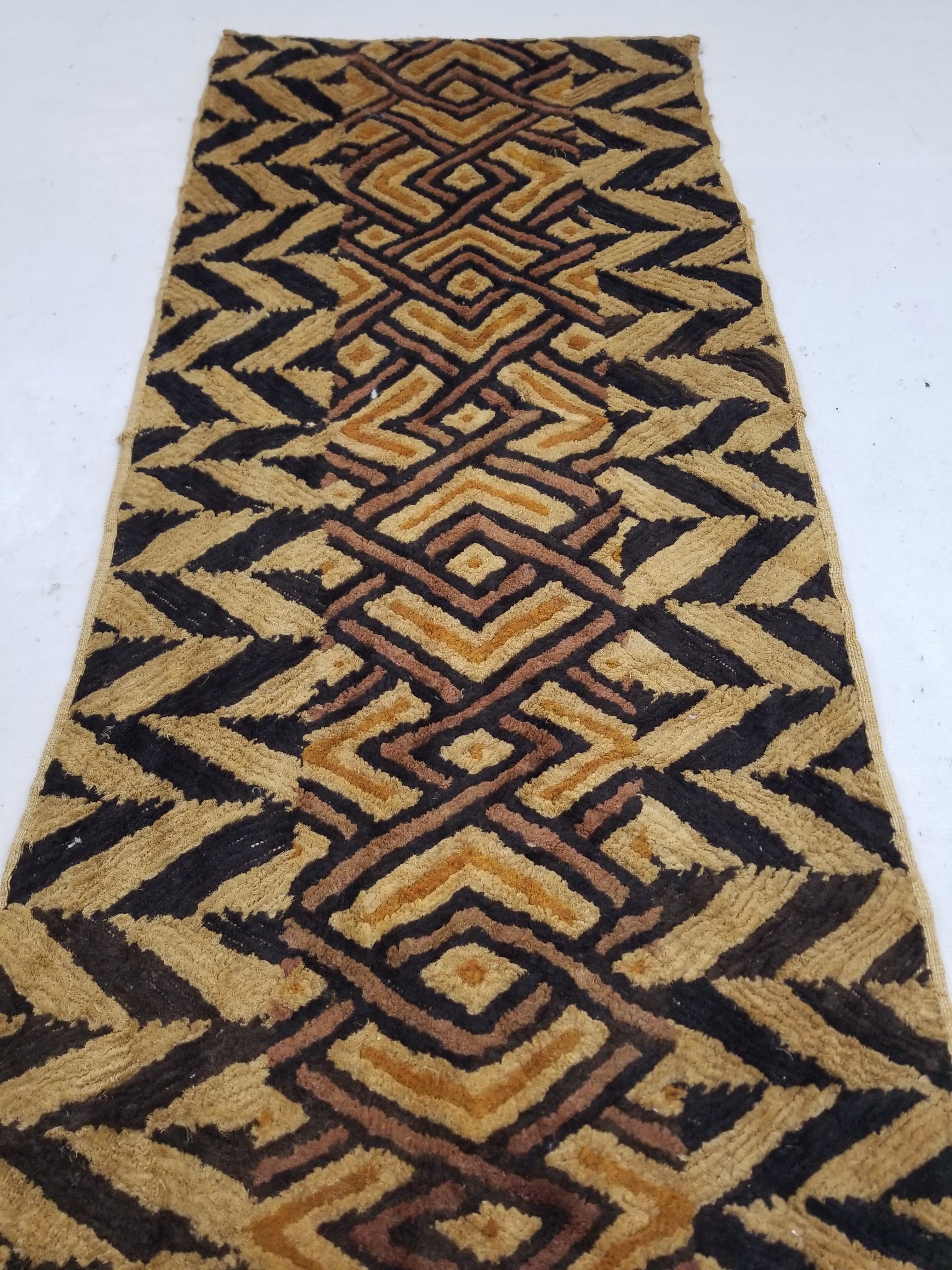 Antique Tribal African Kuba Cloth Raffia Textile 144x67cm