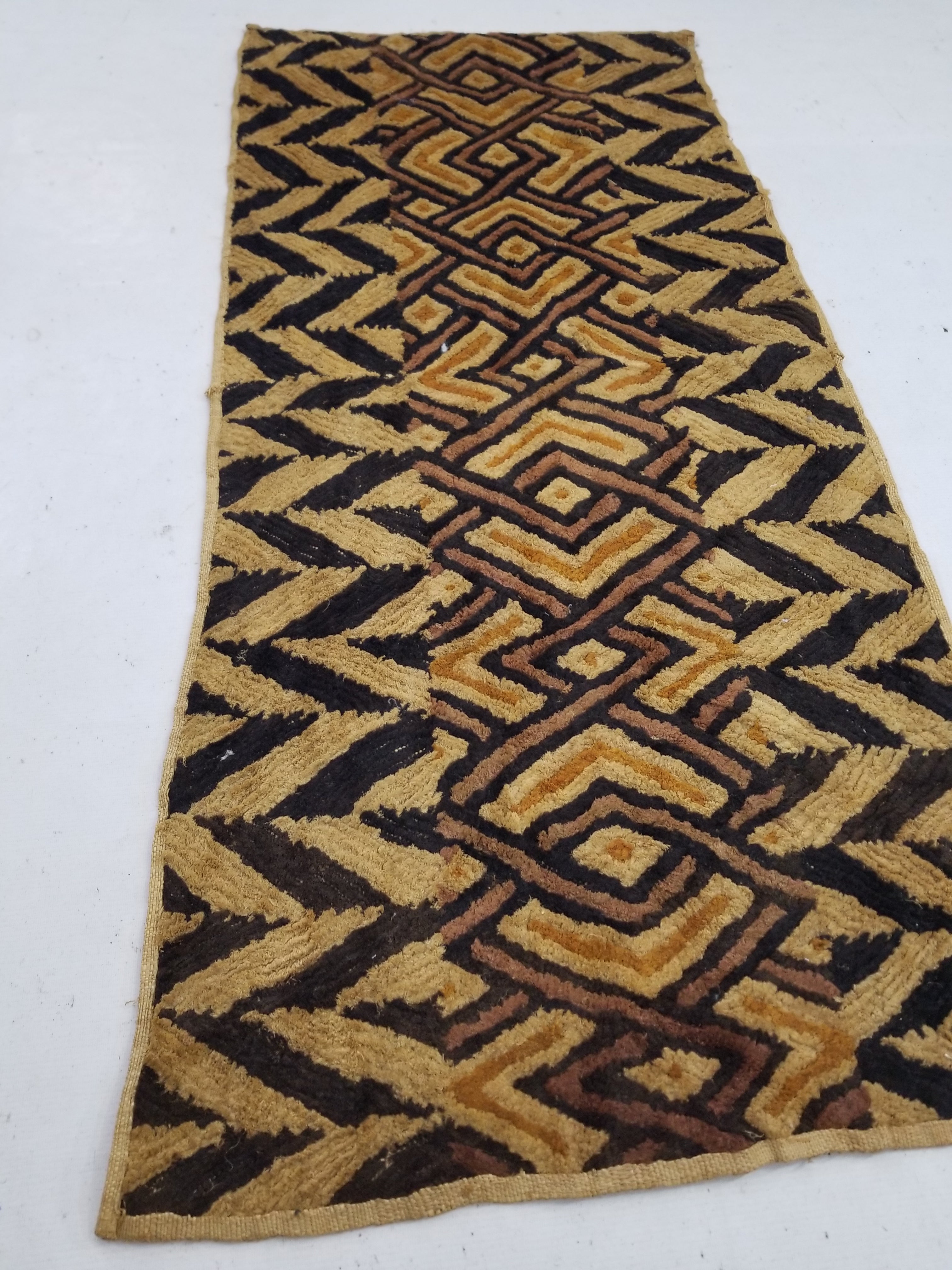 Antique Tribal African Kuba Cloth Raffia Textile 144x67cm