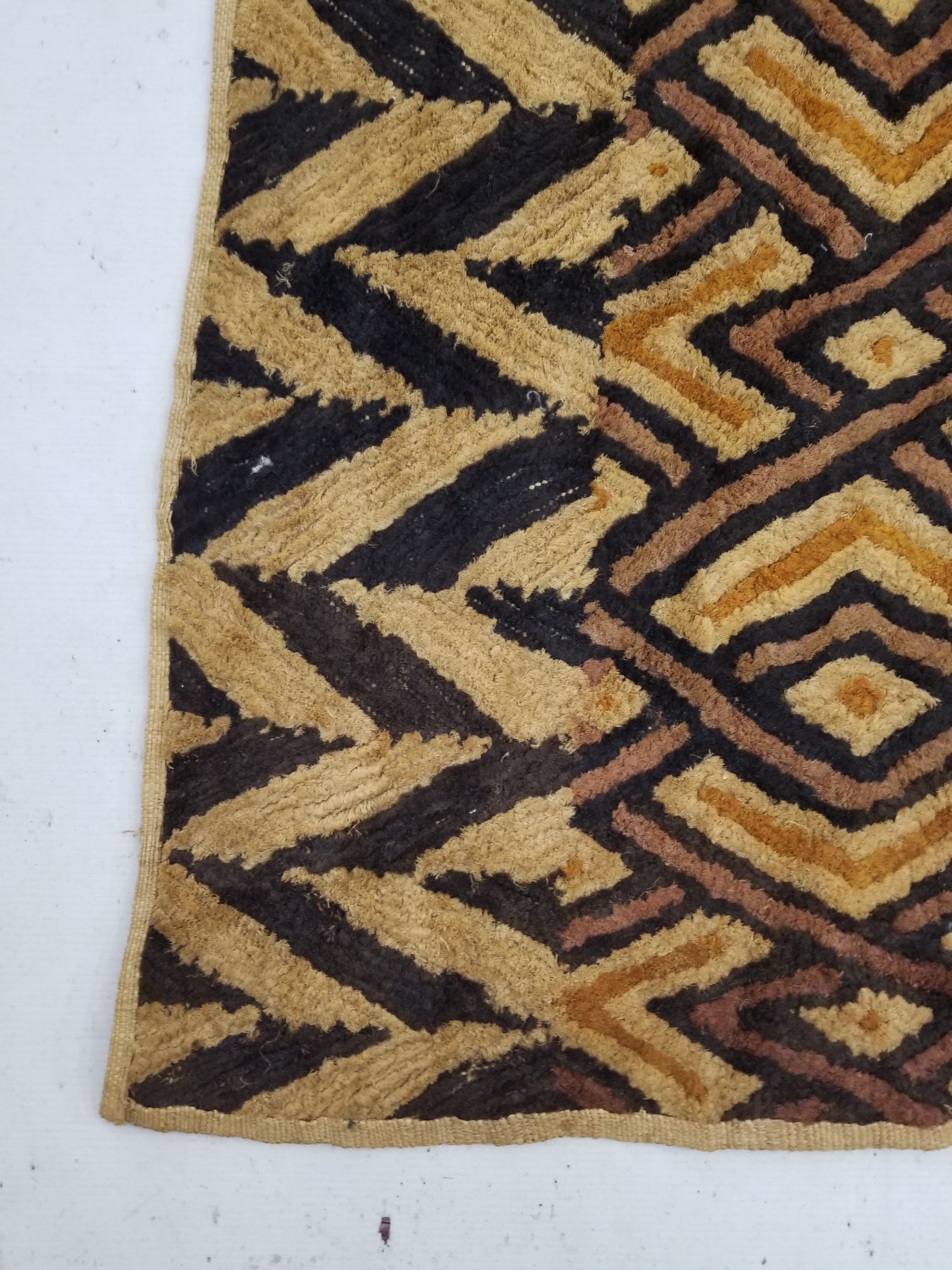 Antique Tribal African Kuba Cloth Raffia Textile 144x67cm