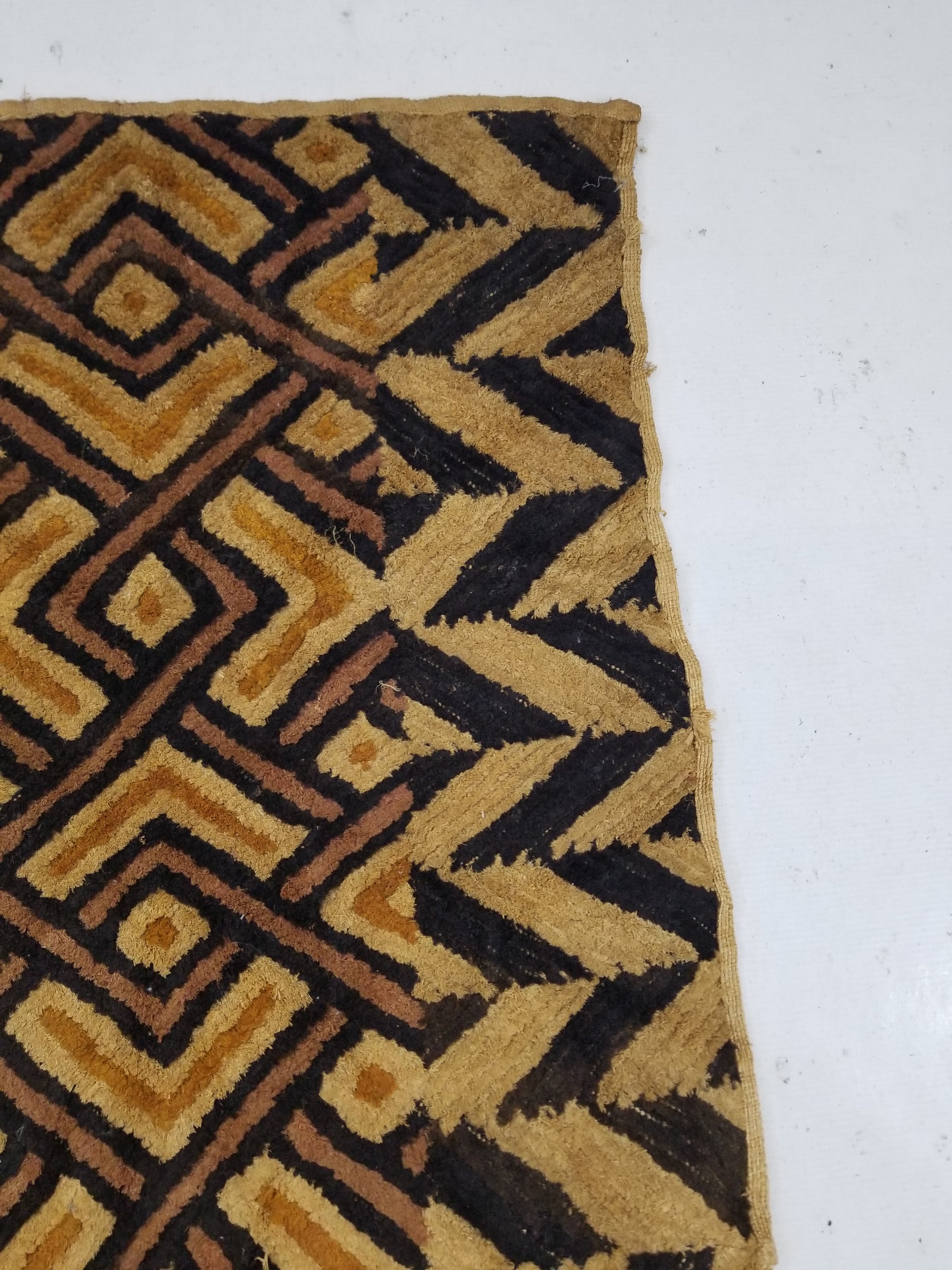 Antique Tribal African Kuba Cloth Raffia Textile 144x67cm