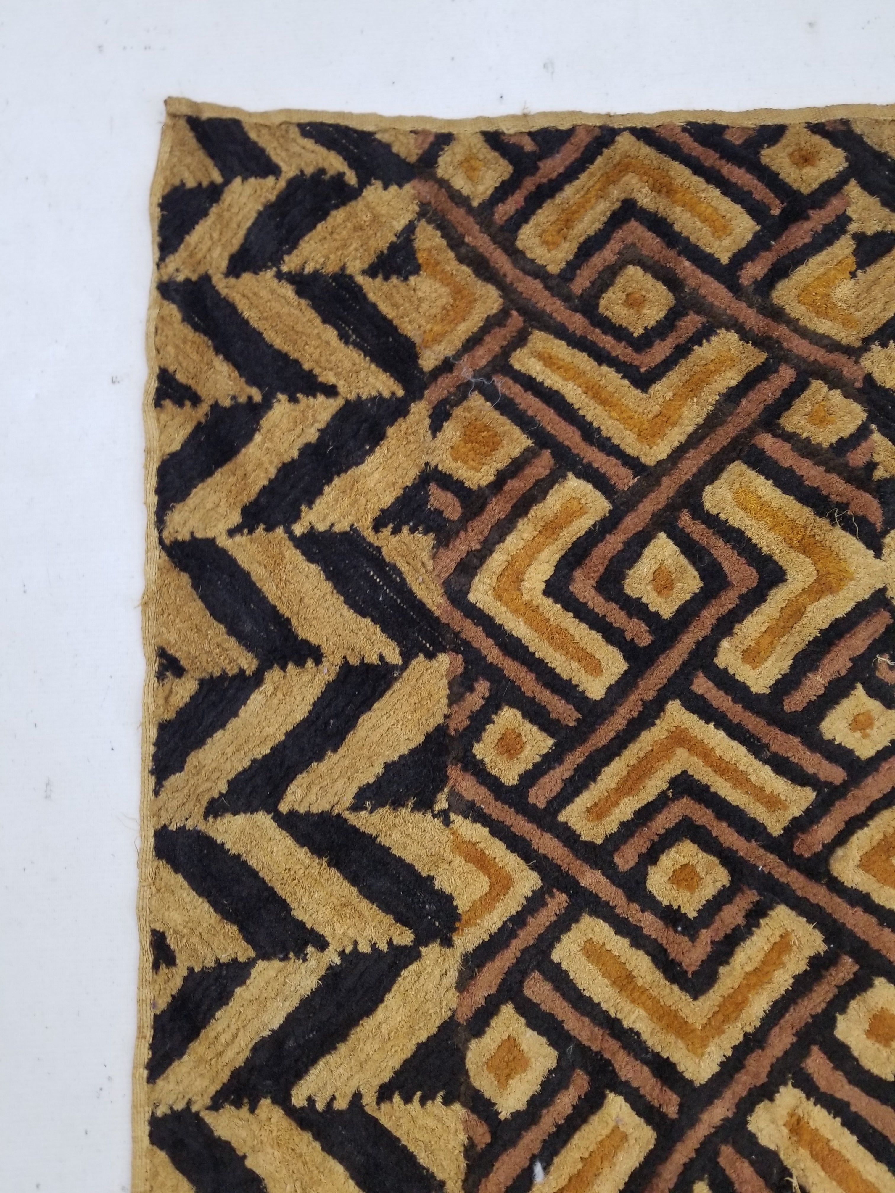 Antique Tribal African Kuba Cloth Raffia Textile 144x67cm