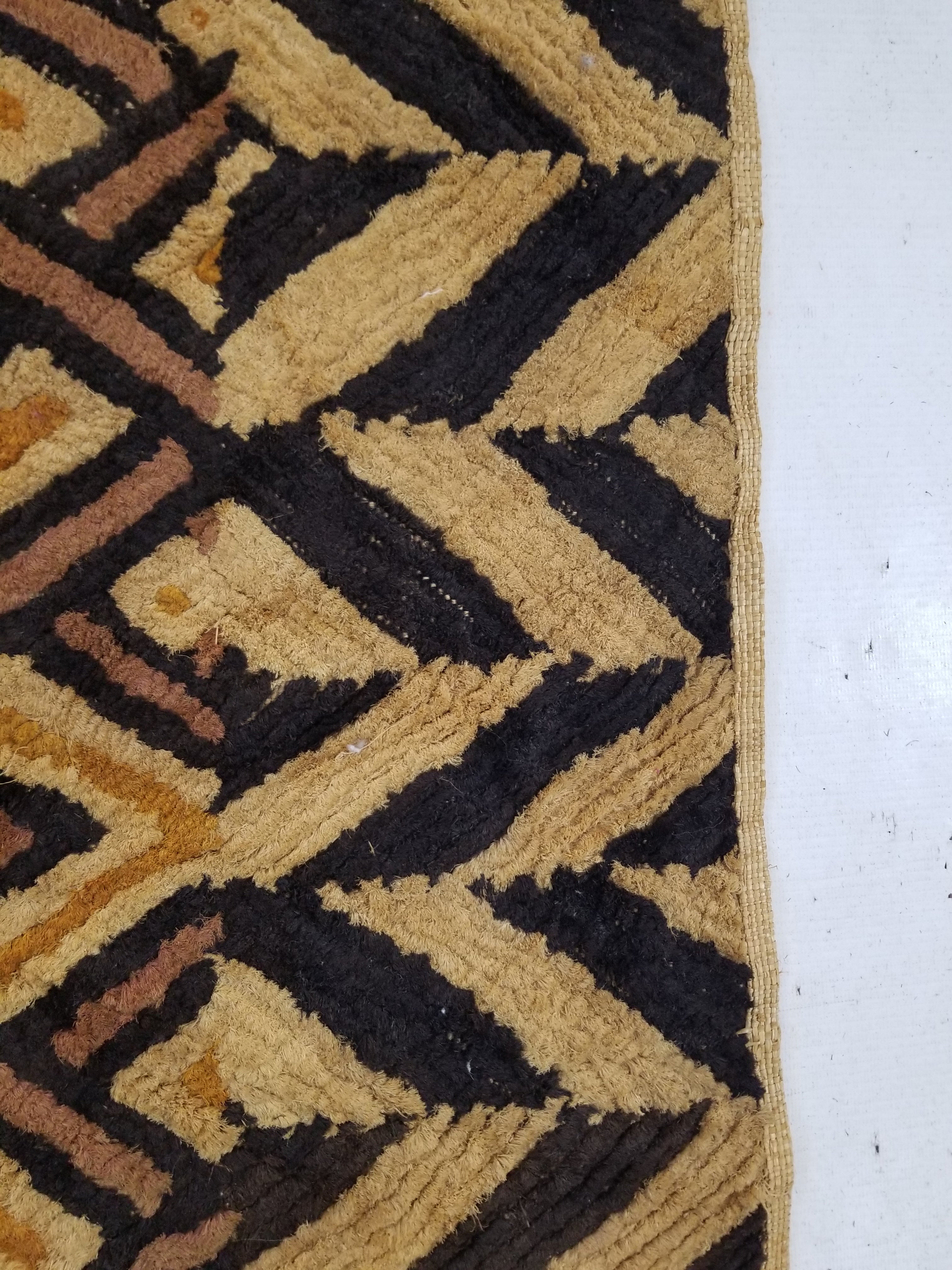 Antique Tribal African Kuba Cloth Raffia Textile 144x67cm