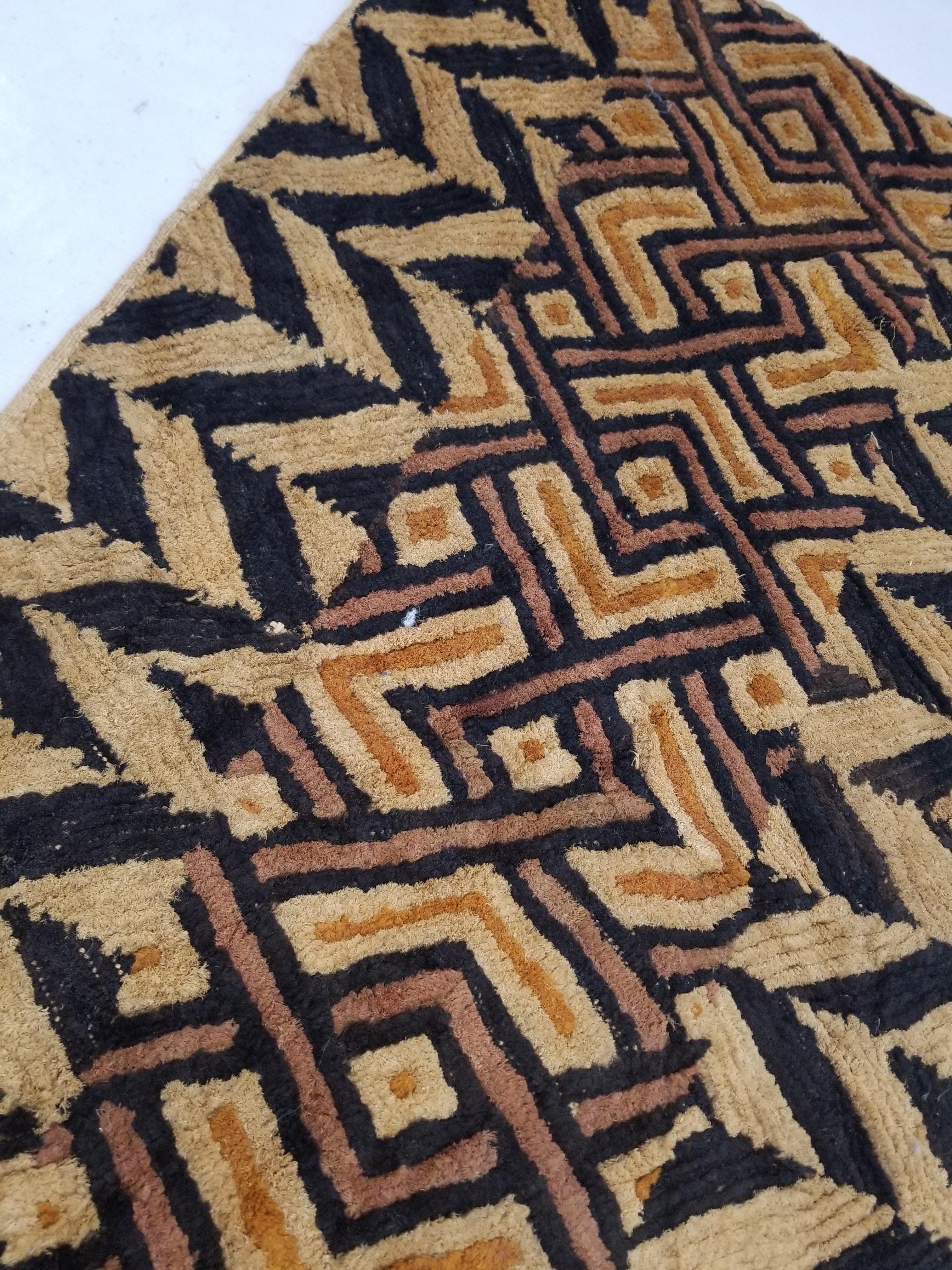 Antique Tribal African Kuba Cloth Raffia Textile 144x67cm