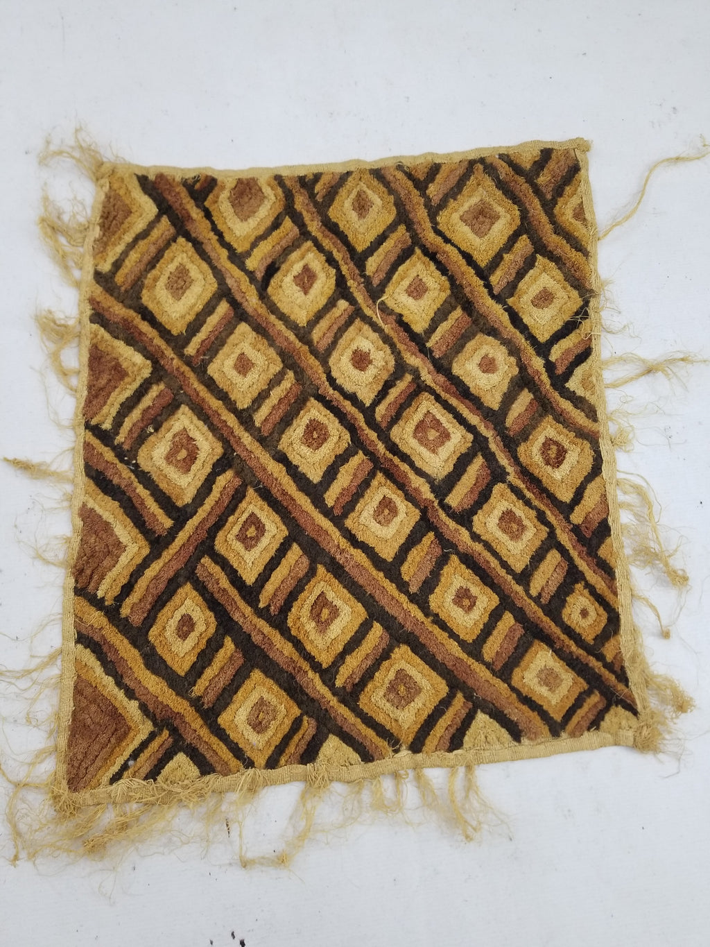 Vintage Tribal African Kuba Cloth Raffia Textile Panel 69x58cm