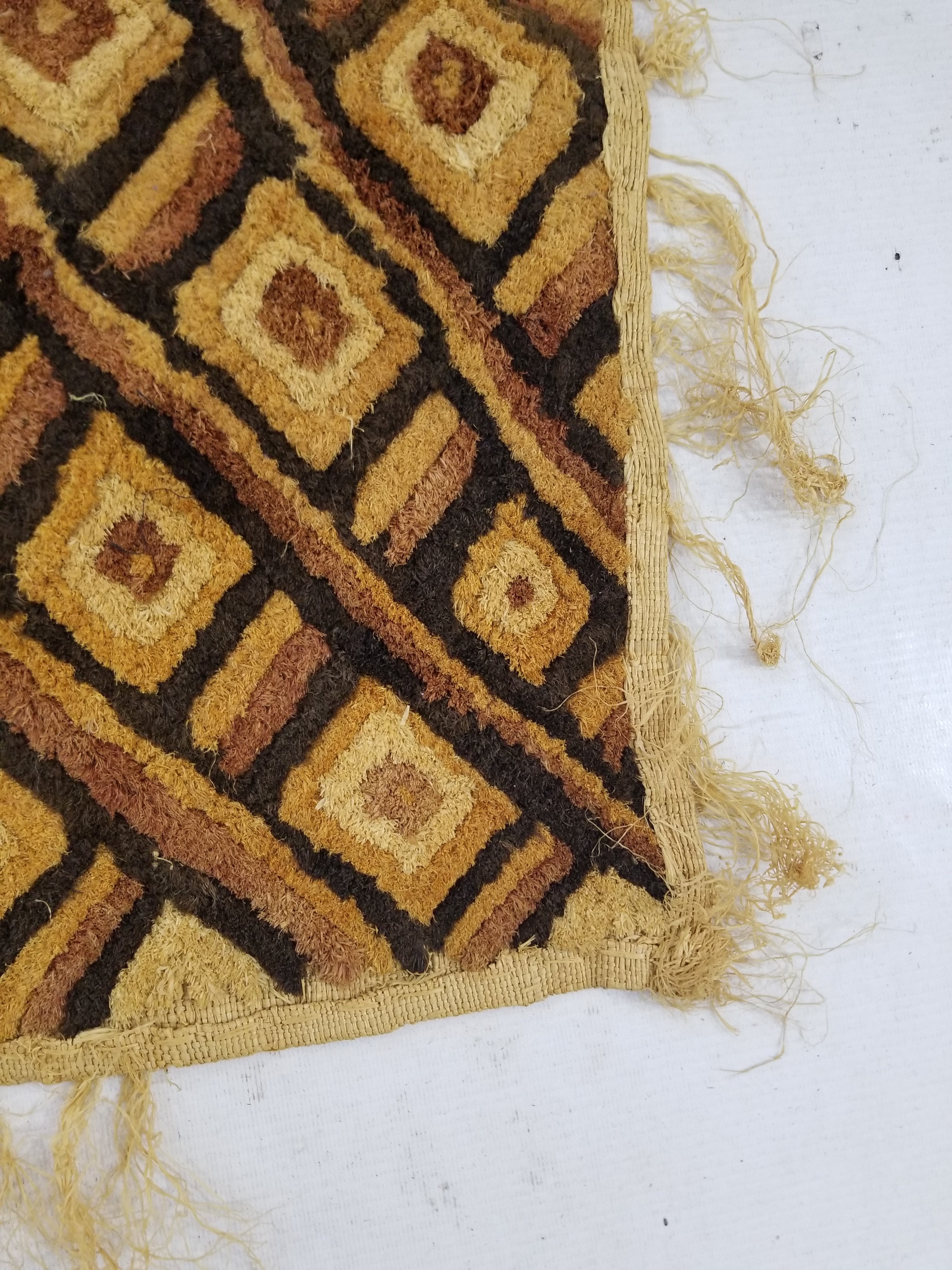 Vintage Tribal African Kuba Cloth Raffia Textile Panel 69x58cm