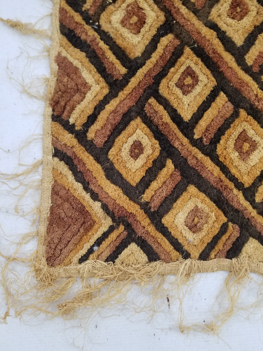 Vintage Tribal African Kuba Cloth Raffia Textile Panel 69x58cm