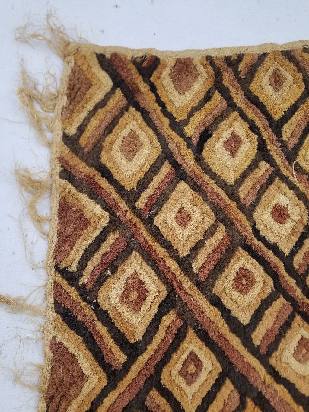 Vintage Tribal African Kuba Cloth Raffia Textile Panel 69x58cm