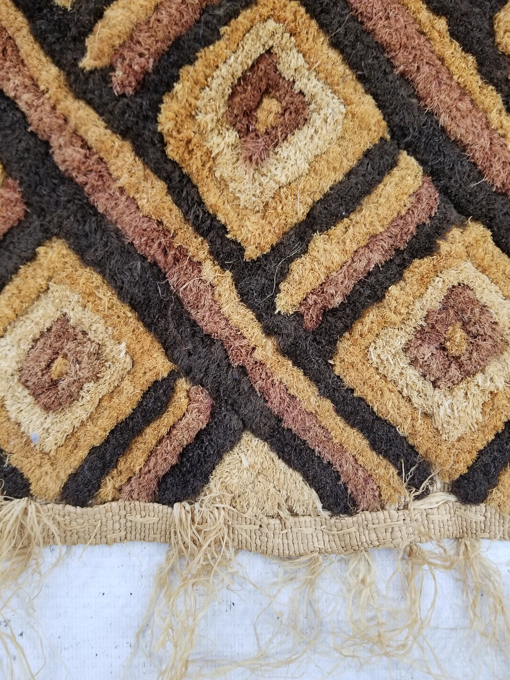 Vintage Tribal African Kuba Cloth Raffia Textile Panel 69x58cm