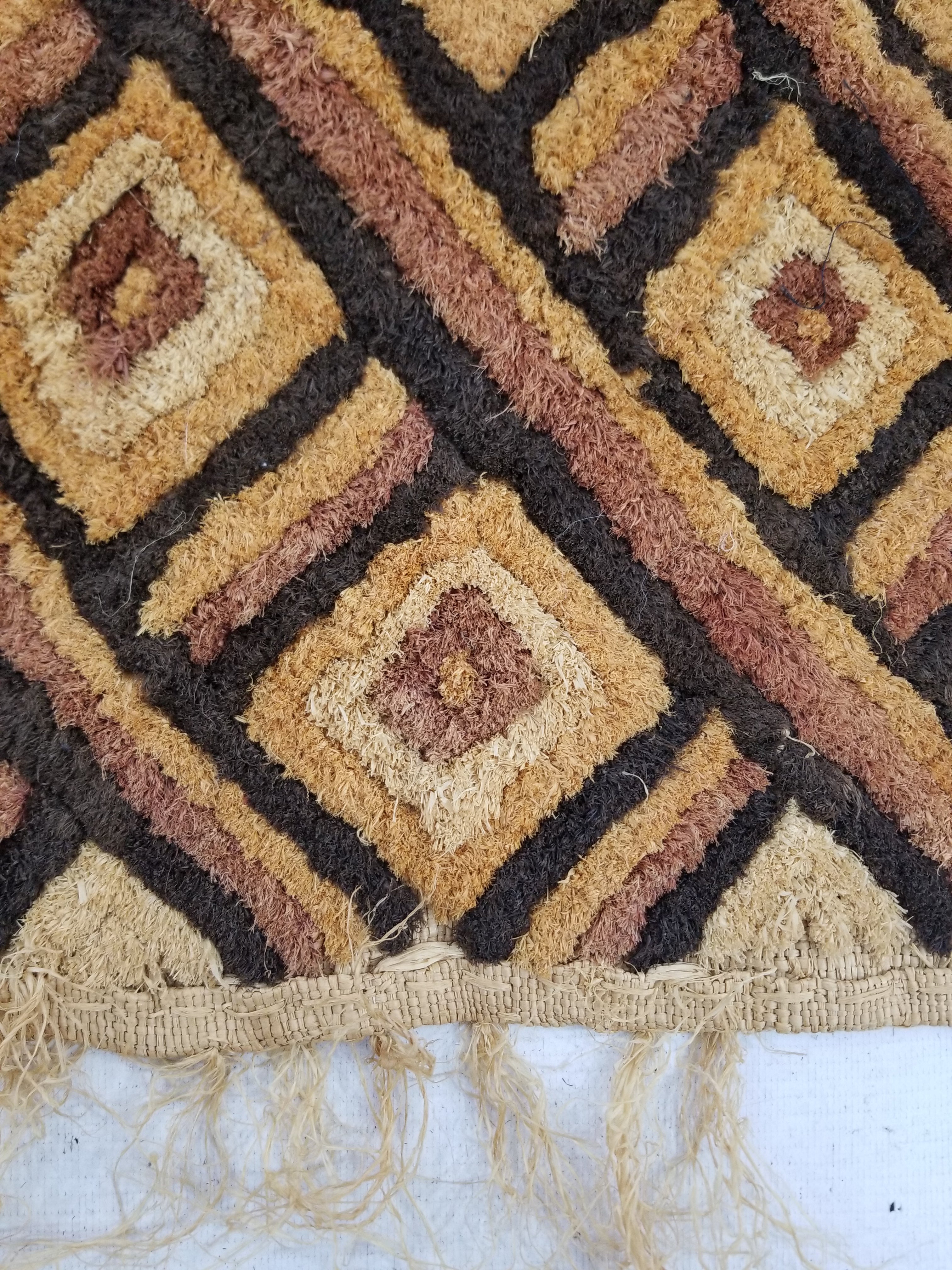 Vintage Tribal African Kuba Cloth Raffia Textile Panel 69x58cm