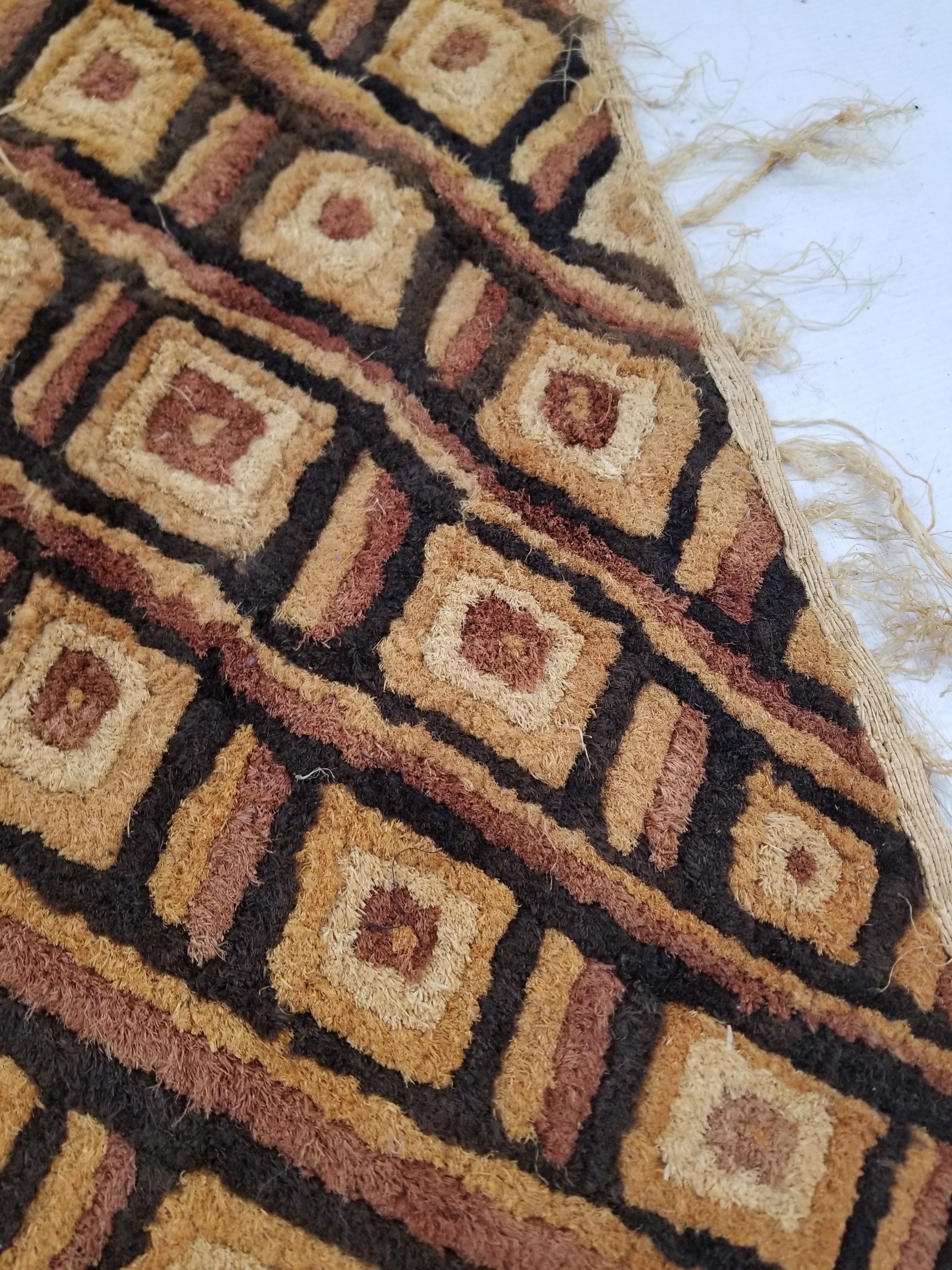 Vintage Tribal African Kuba Cloth Raffia Textile Panel 69x58cm