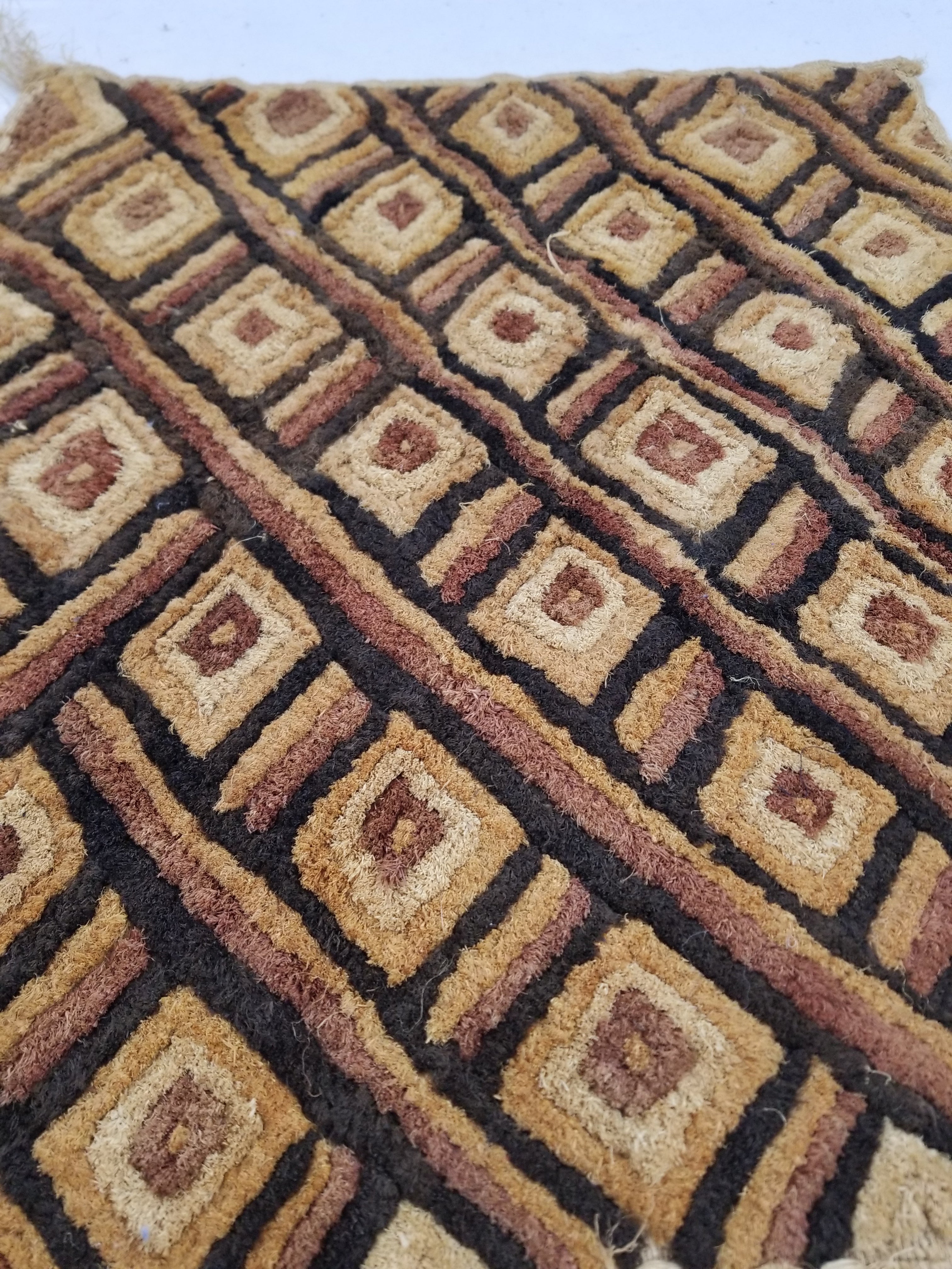 Vintage Tribal African Kuba Cloth Raffia Textile Panel 69x58cm
