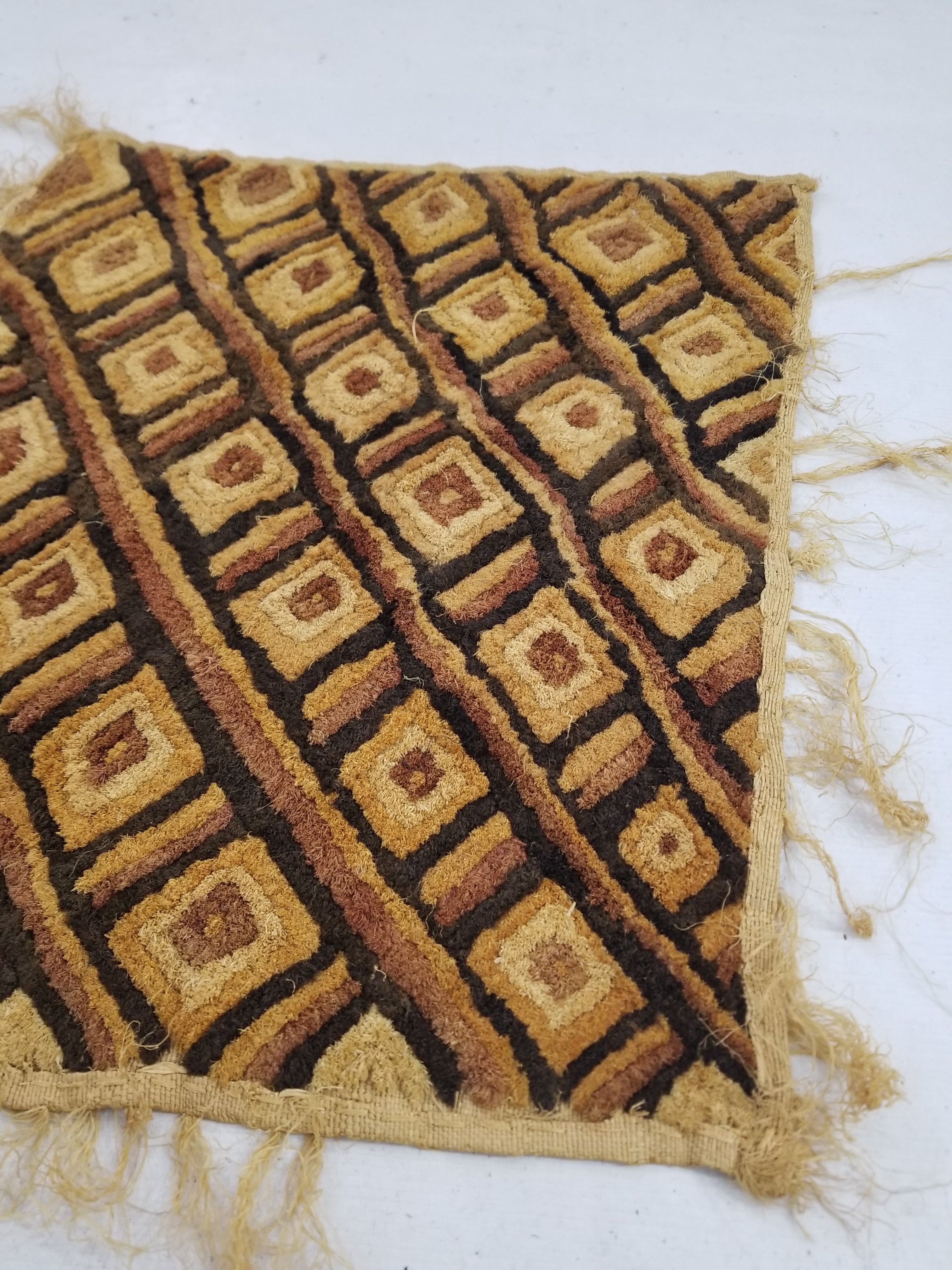 Vintage Tribal African Kuba Cloth Raffia Textile Panel 69x58cm