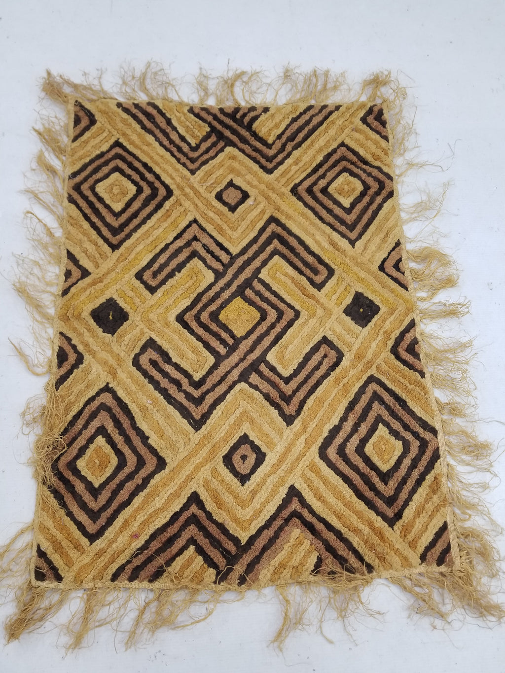 Vintage Tribal African Kuba Cloth Raffia Textile Panel 79x59cm