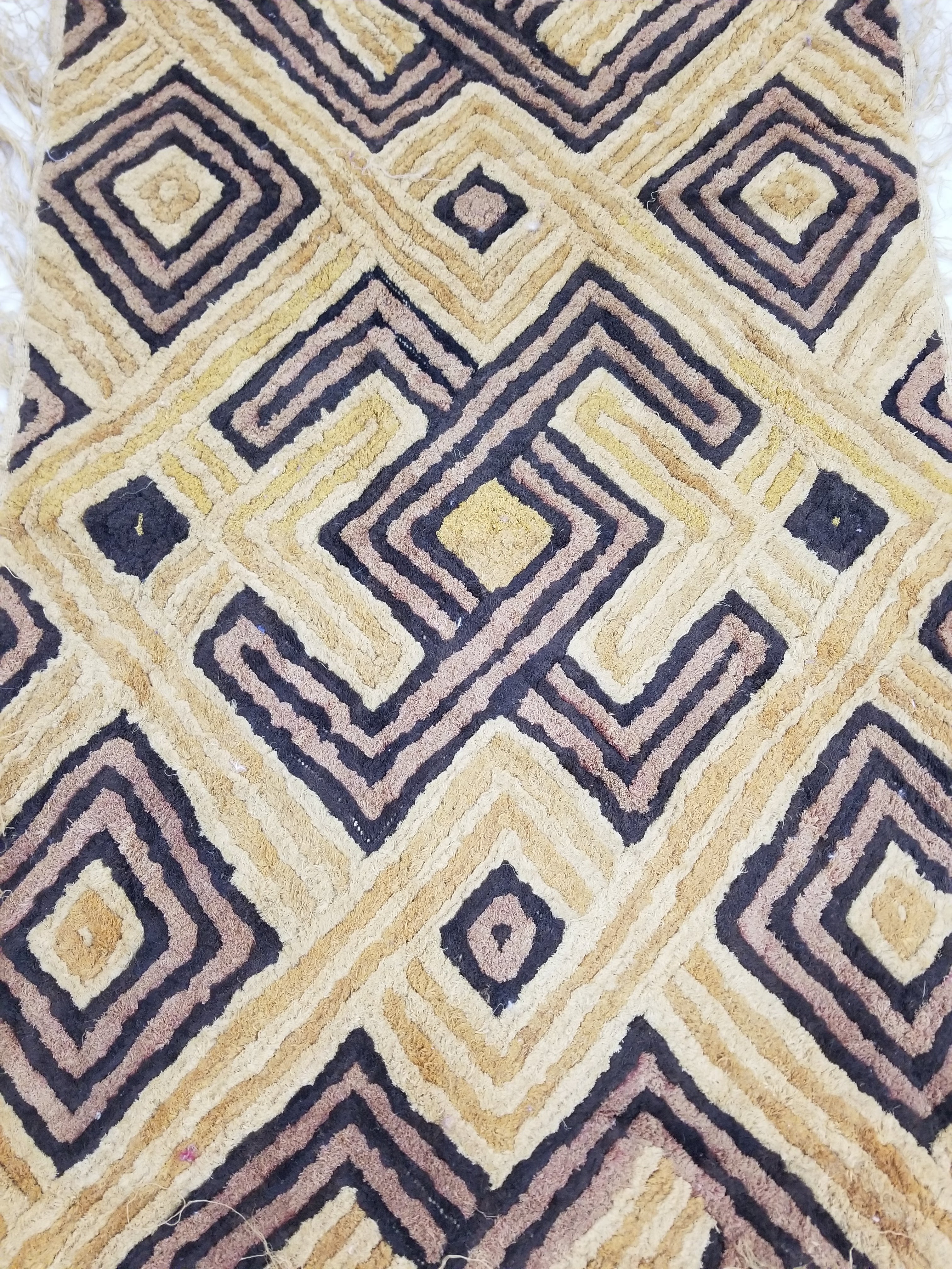 Vintage Tribal African Kuba Cloth Raffia Textile Panel 79x59cm