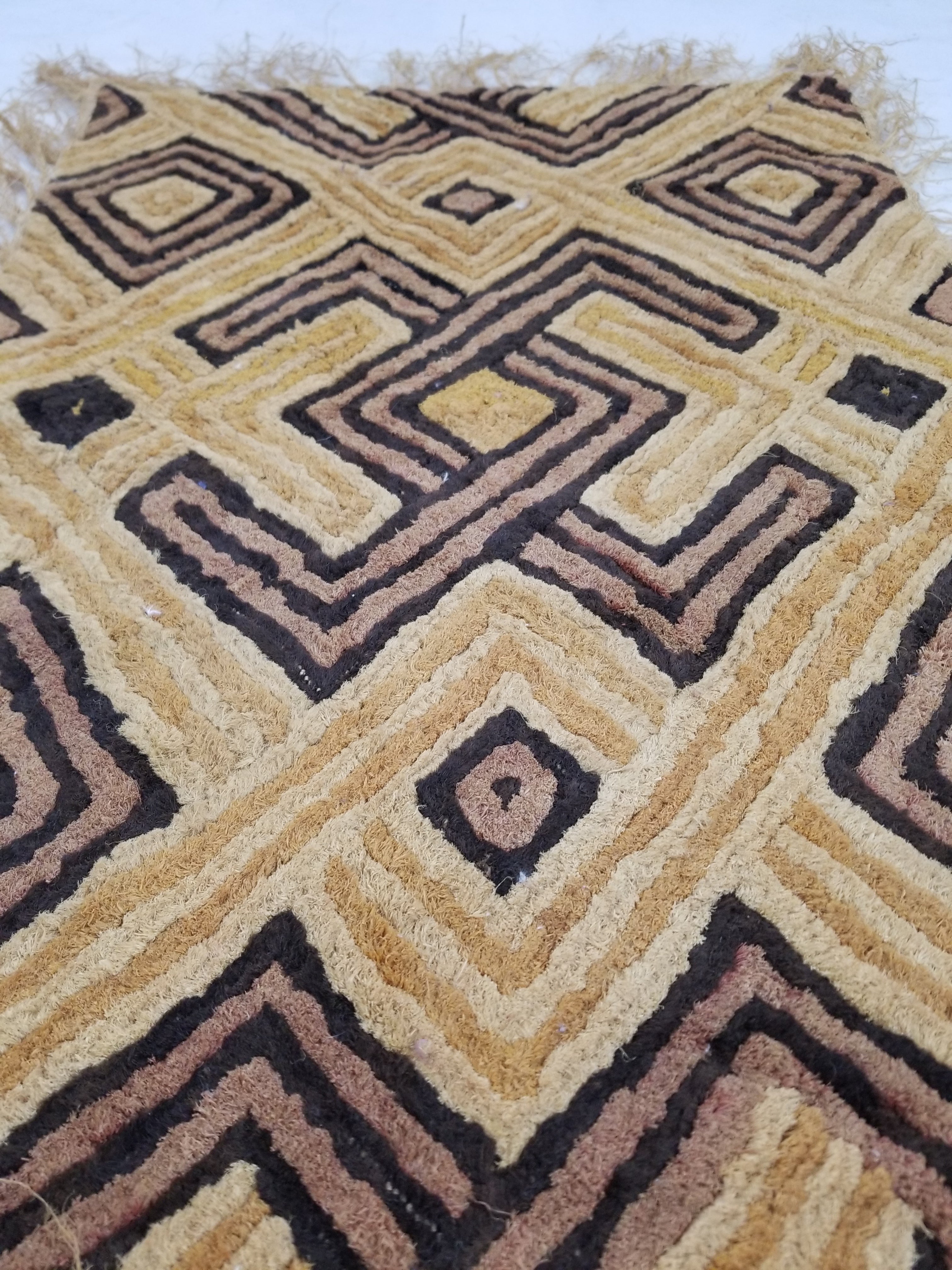 Vintage Tribal African Kuba Cloth Raffia Textile Panel 79x59cm