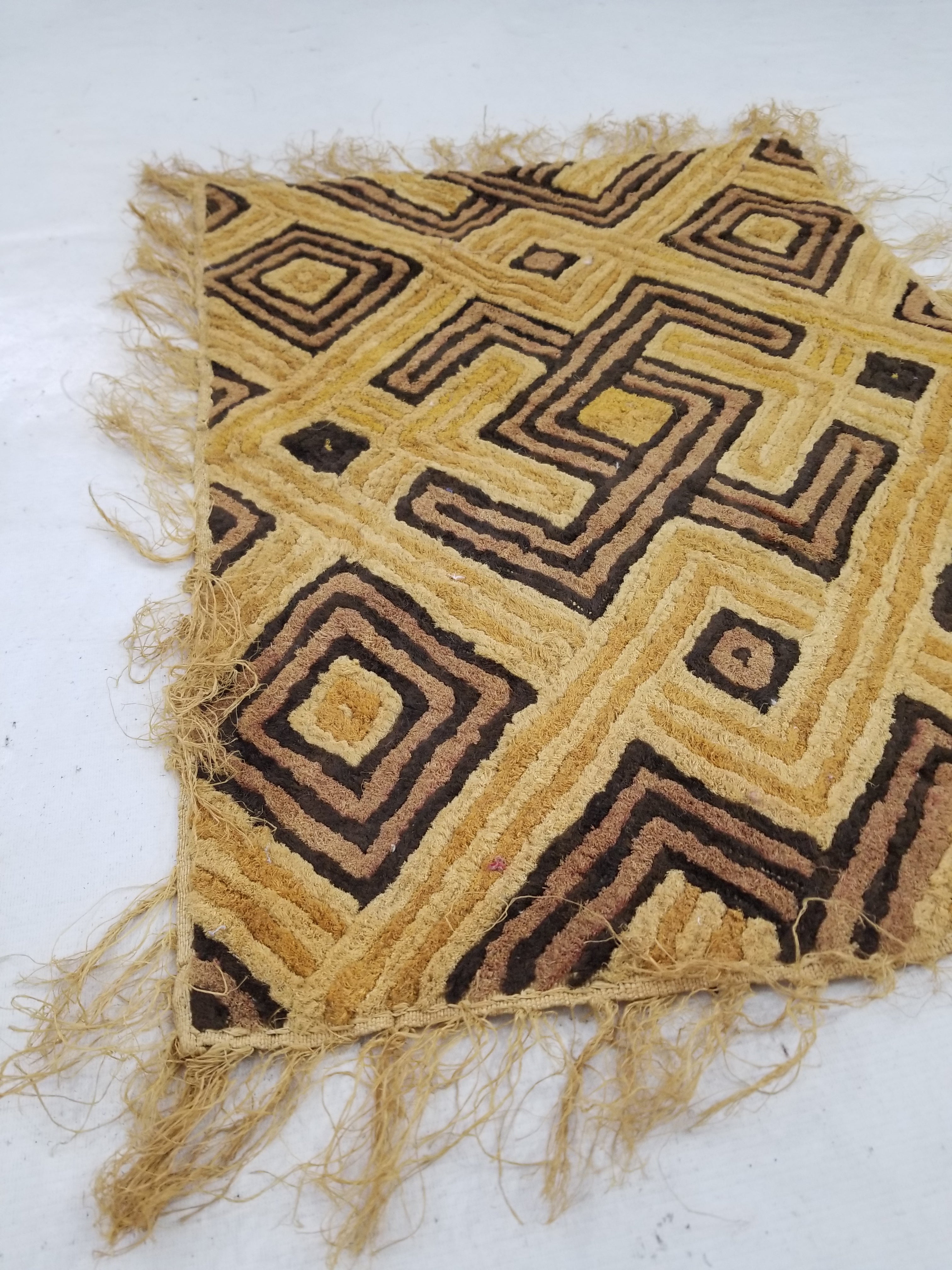 Vintage Tribal African Kuba Cloth Raffia Textile Panel 79x59cm
